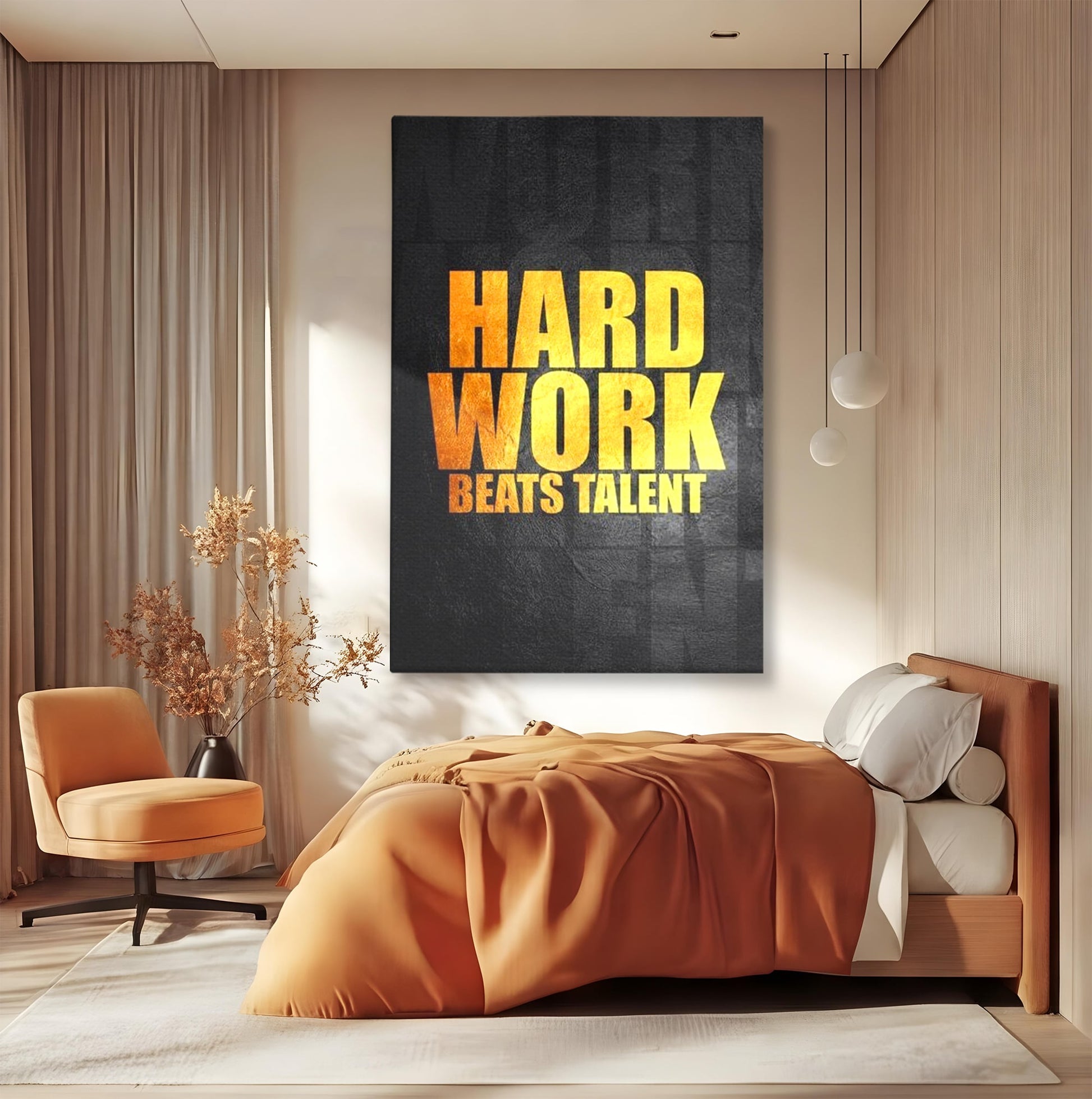 Tablou Canvas Premium LuxCanva® F1004, Munca Invinge Talentul , Succes, Dedicare, Efort, Inspirational, Progres, Living Room, Culori vibrante