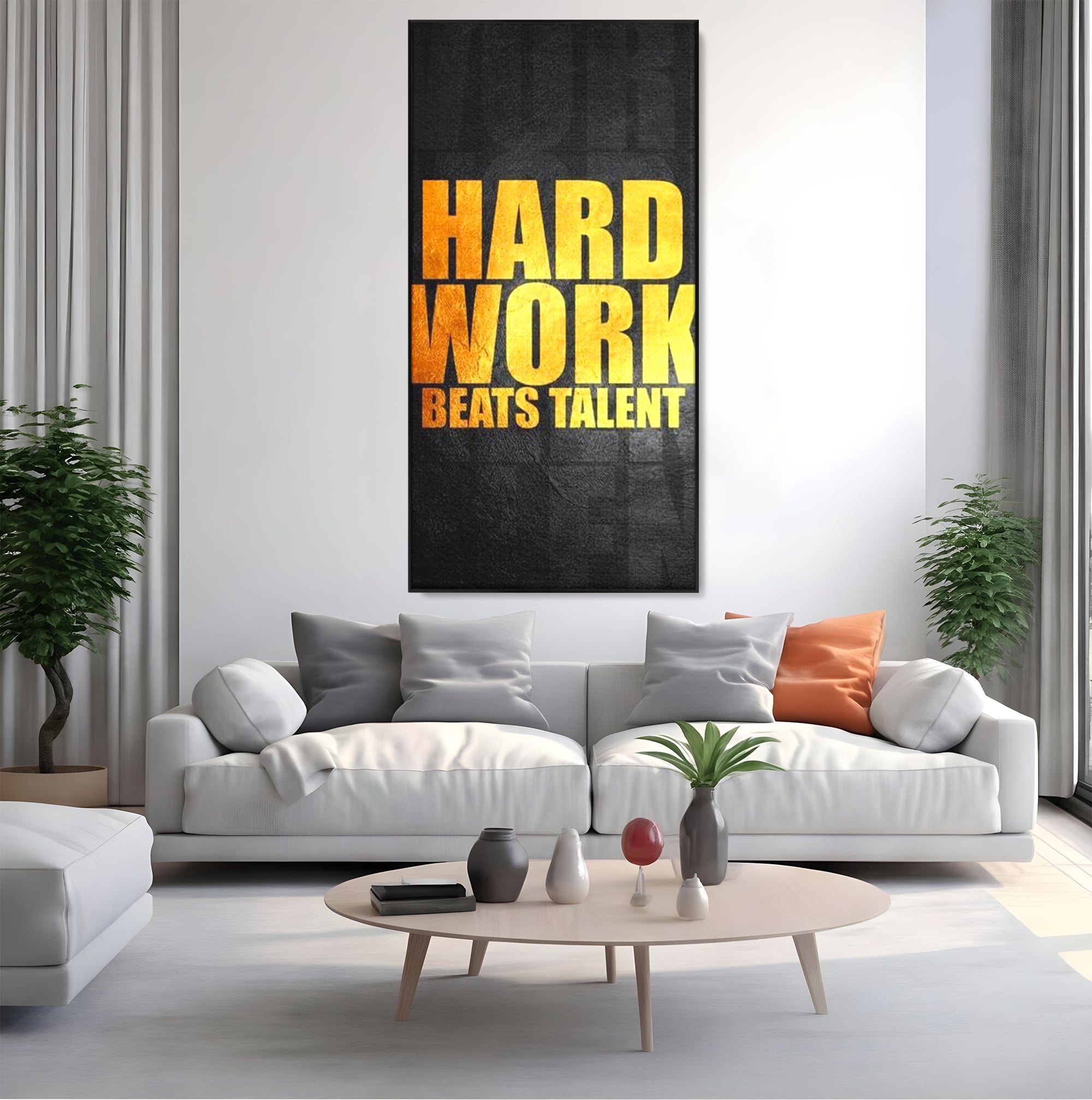 Tablou Canvas Premium LuxCanva® F1004, Munca Invinge Talentul , Succes, Dedicare, Efort, Inspirational, Progres, Living Room, Culori vibrante