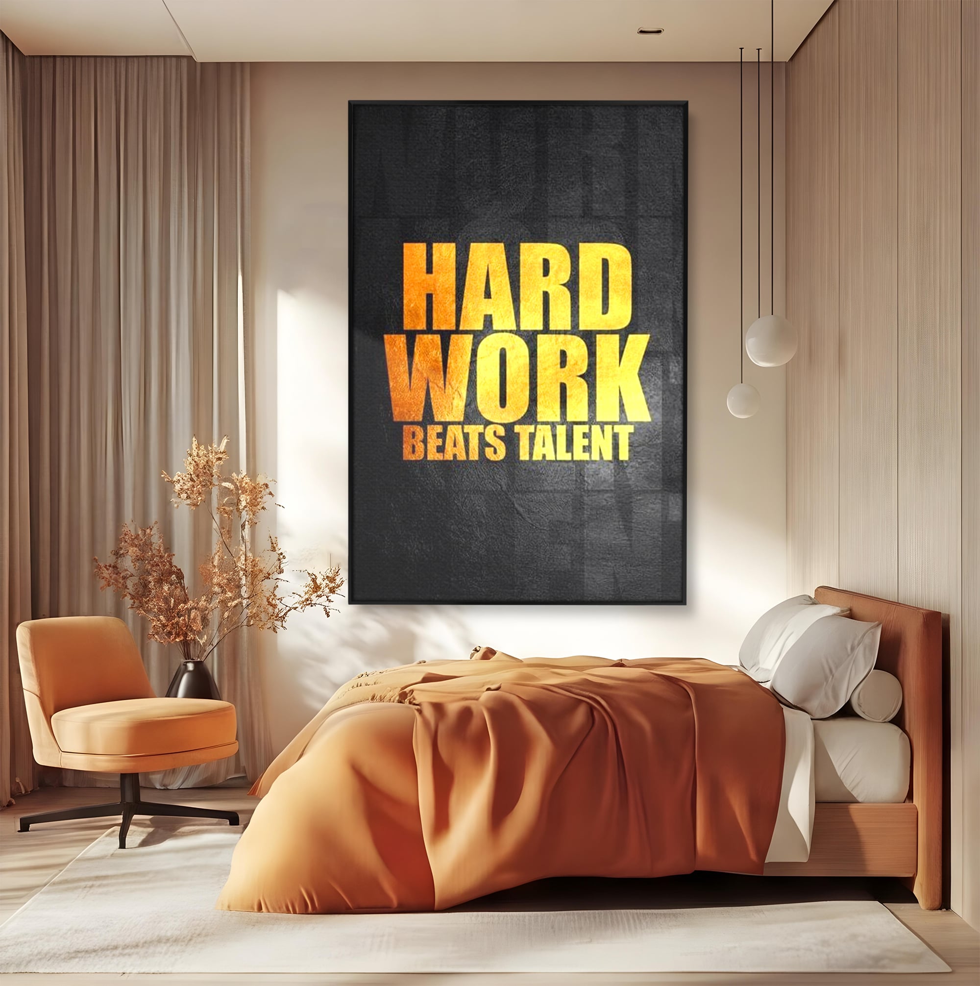 Tablou Canvas Premium LuxCanva® F1004, Munca Invinge Talentul , Succes, Dedicare, Efort, Inspirational, Progres, Living Room, Culori vibrante