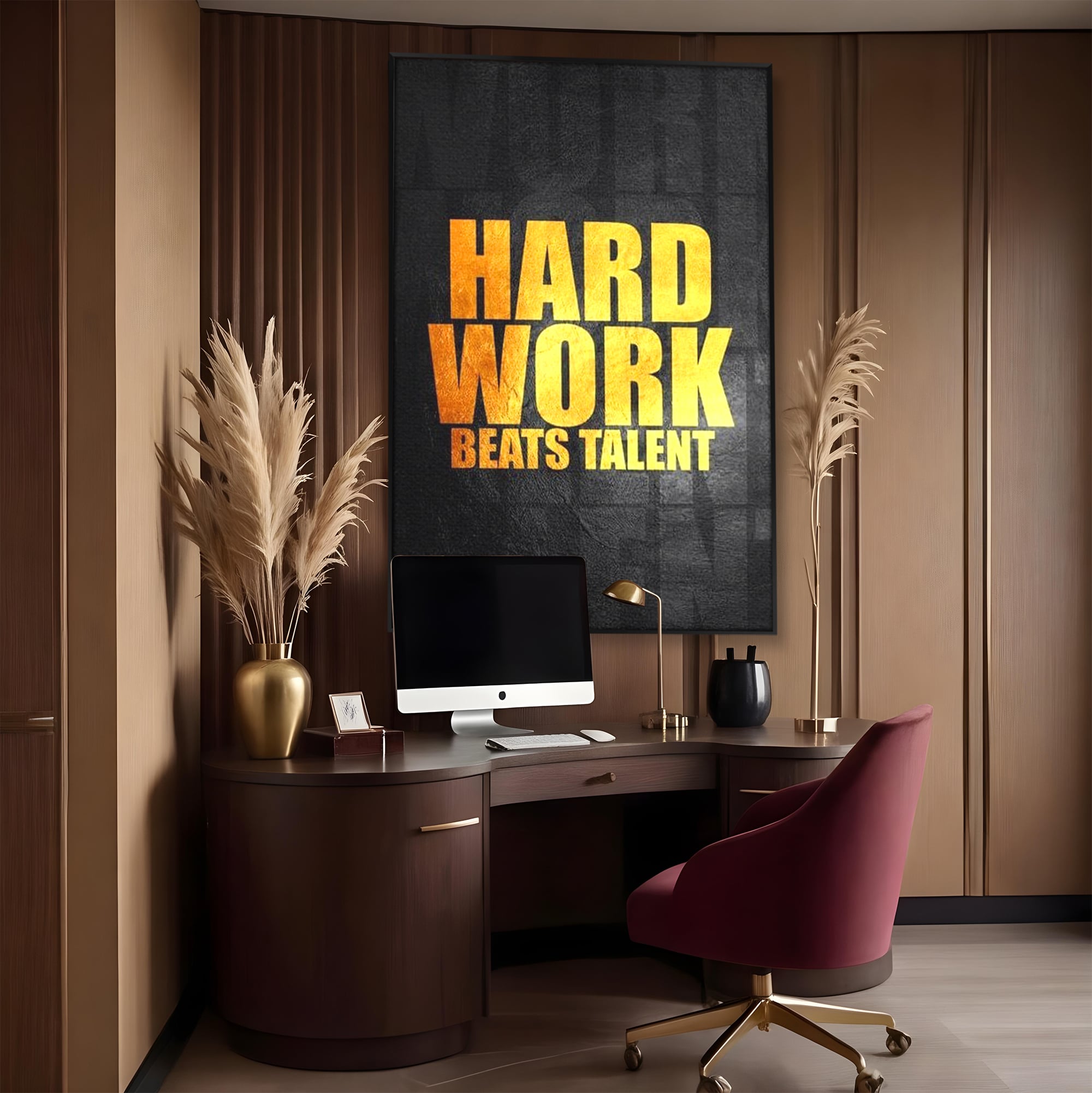 Tablou Canvas Premium LuxCanva® F1004, Munca Invinge Talentul , Succes, Dedicare, Efort, Inspirational, Progres, Living Room, Culori vibrante