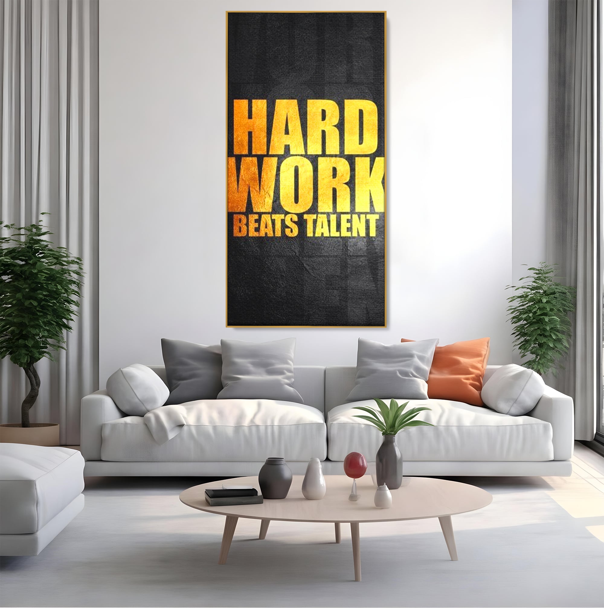 Tablou Canvas Premium LuxCanva® F1004, Munca Invinge Talentul , Succes, Dedicare, Efort, Inspirational, Progres, Living Room, Culori vibrante