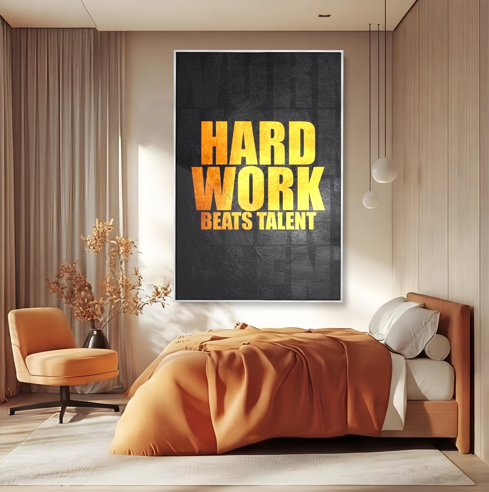 Tablou Canvas Premium LuxCanva® F1004, Munca Invinge Talentul , Succes, Dedicare, Efort, Inspirational, Progres, Living Room, Culori vibrante