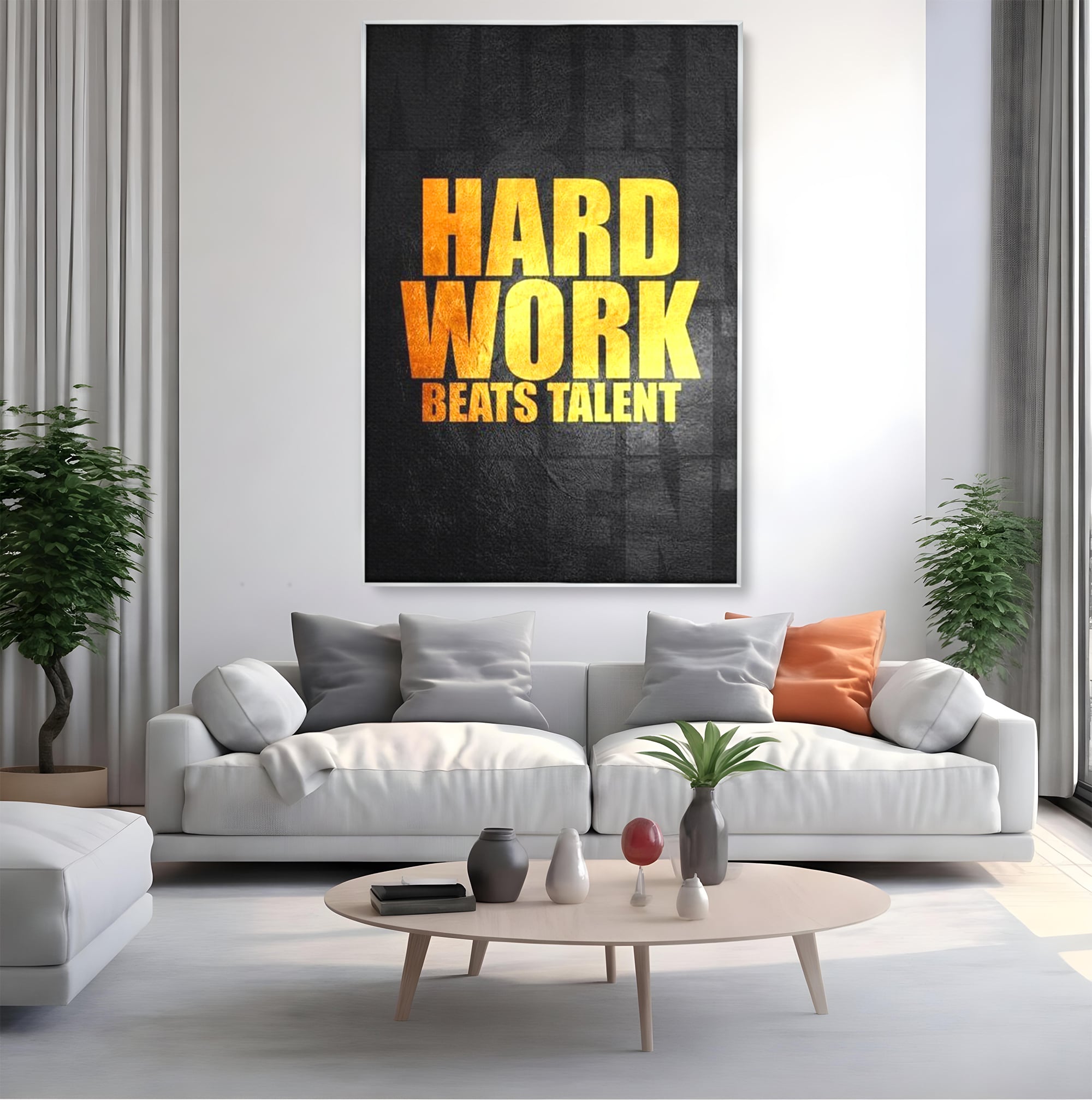 Tablou Canvas Premium LuxCanva® F1004, Munca Invinge Talentul , Succes, Dedicare, Efort, Inspirational, Progres, Living Room, Culori vibrante