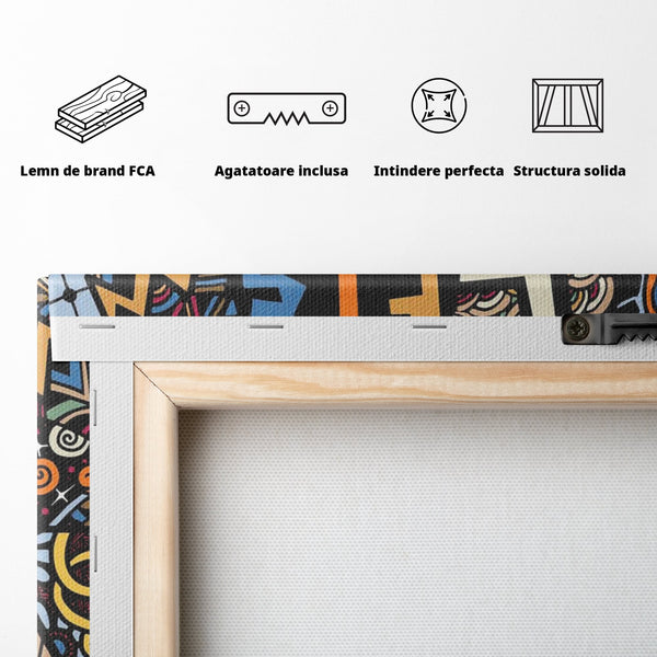 Tablou Canvas Premium LuxCanva® F1010, Pauza de Cafea ,  Energie, Aroma, Mireasma, Cafenea, Pauza, Socializare, Living, Birou, Culori vibrante