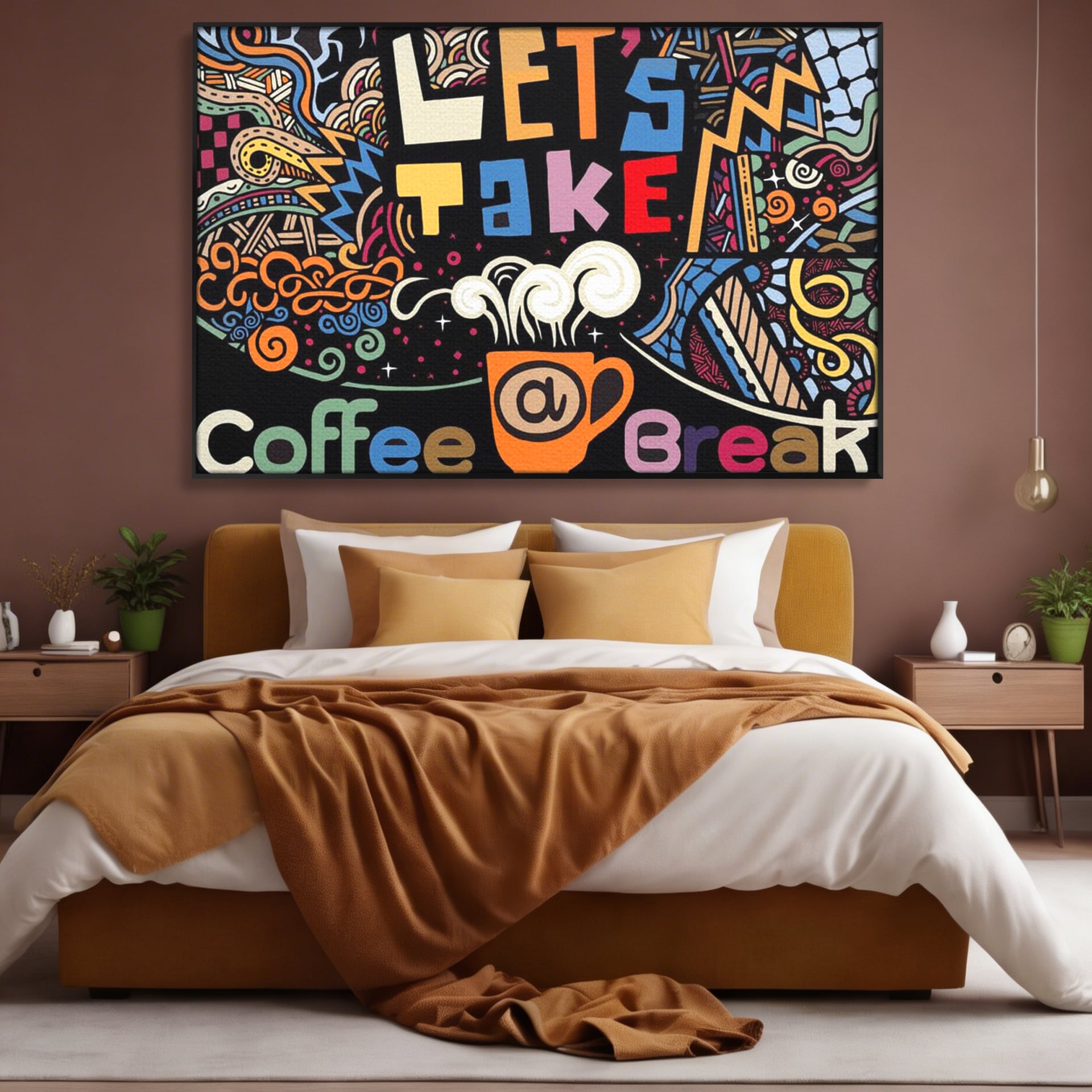 Tablou Canvas Premium LuxCanva® F1010, Pauza de Cafea ,  Energie, Aroma, Mireasma, Cafenea, Pauza, Socializare, Living, Birou, Culori vibrante