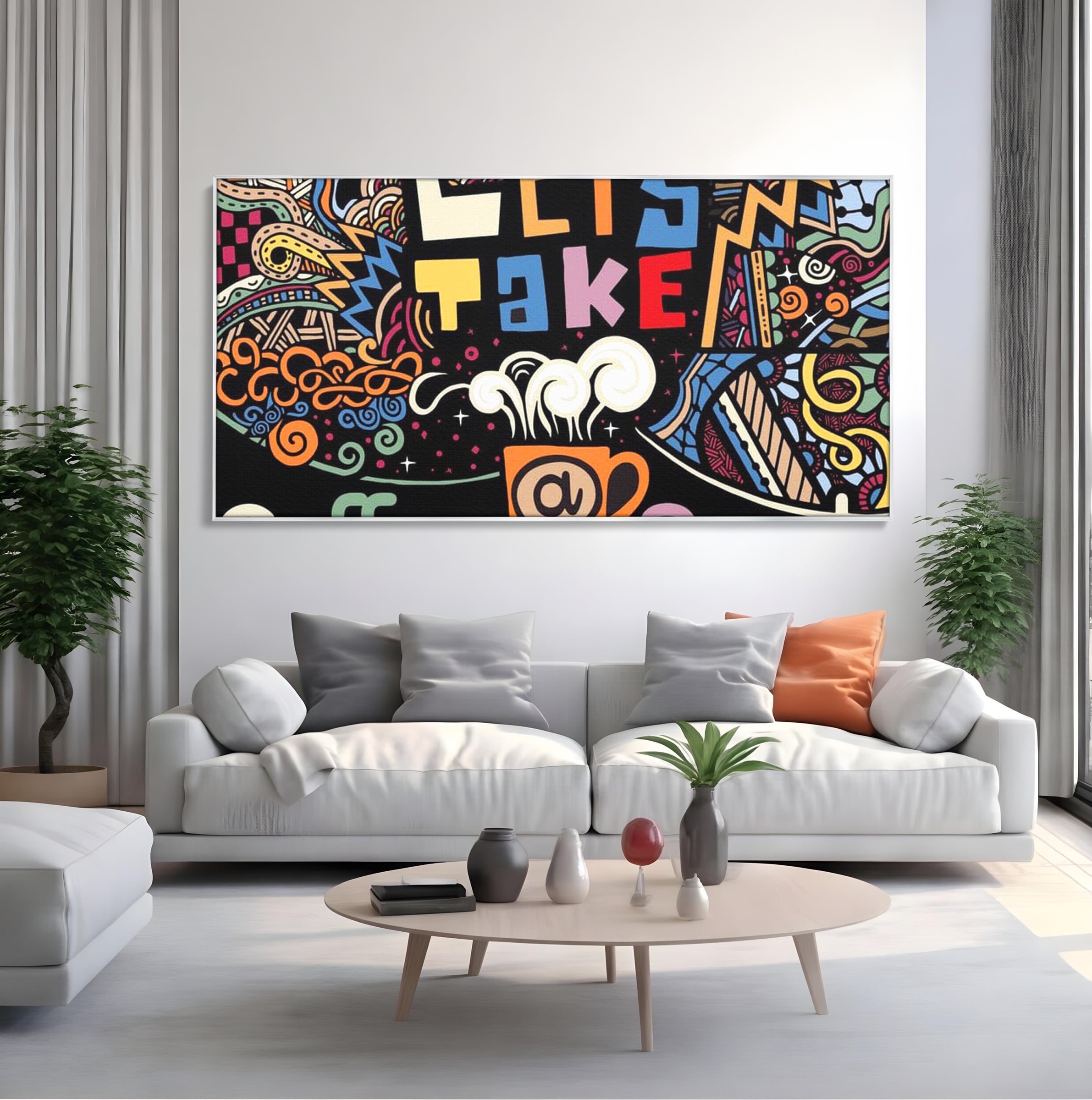 Tablou Canvas Premium LuxCanva® F1010, Pauza de Cafea ,  Energie, Aroma, Mireasma, Cafenea, Pauza, Socializare, Living, Birou, Culori vibrante