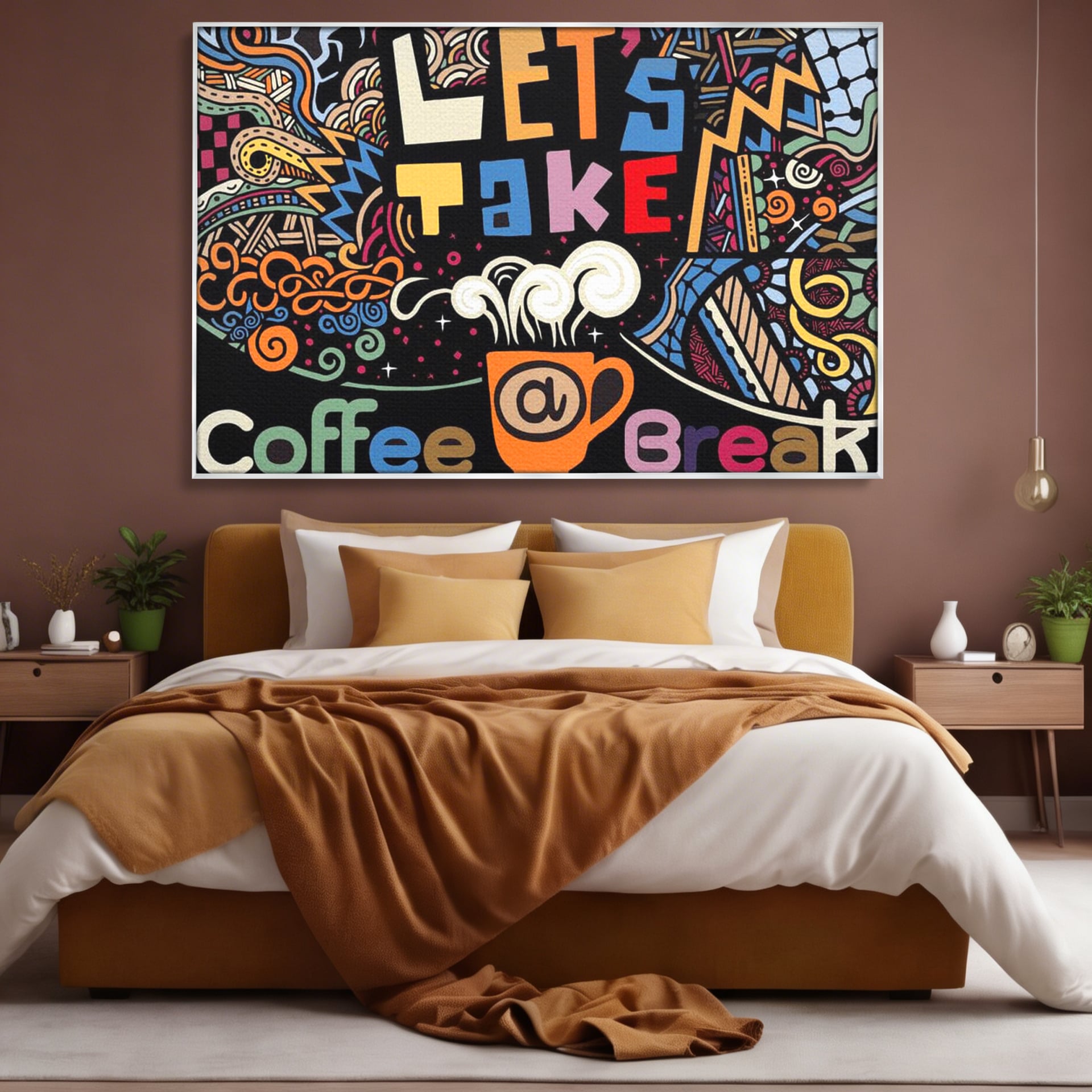 Tablou Canvas Premium LuxCanva® F1010, Pauza de Cafea ,  Energie, Aroma, Mireasma, Cafenea, Pauza, Socializare, Living, Birou, Culori vibrante
