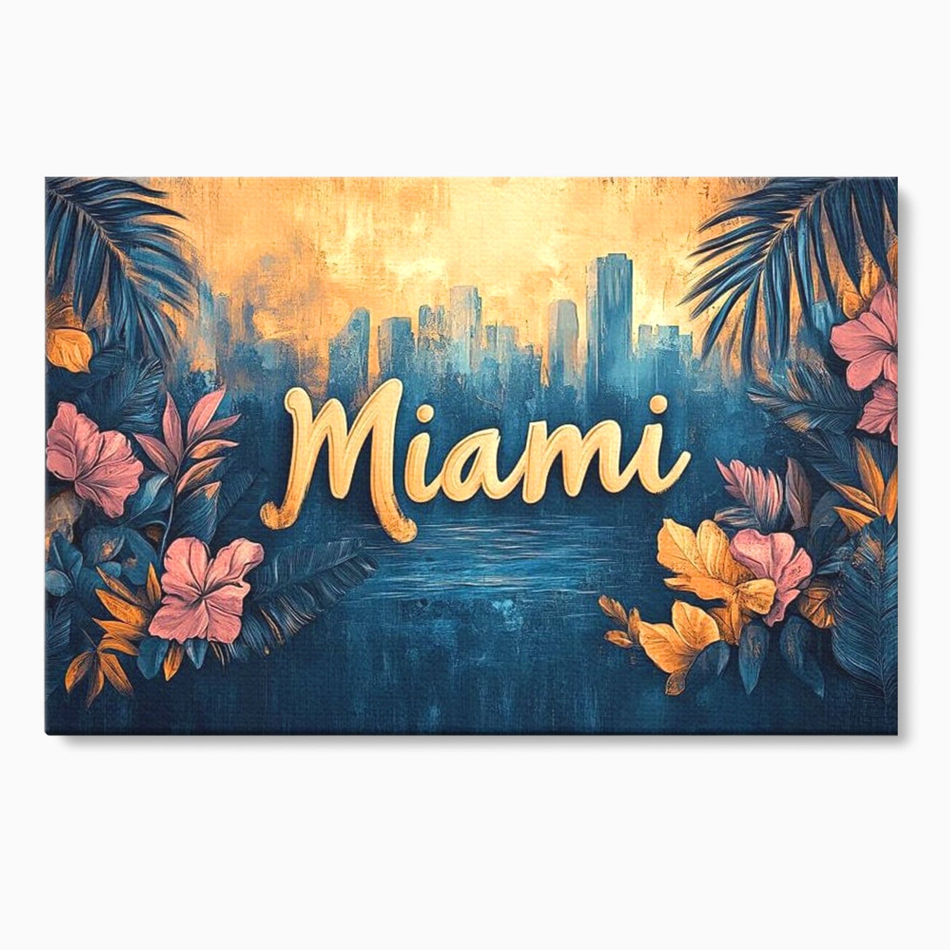 Tablou Canvas Premium LuxCanva® F1012, Miami, Orasul Soarelui , Tropical, Exotic, Apus, Vacanta, Florida, Distractie, Living, Birou, Culori vibrante