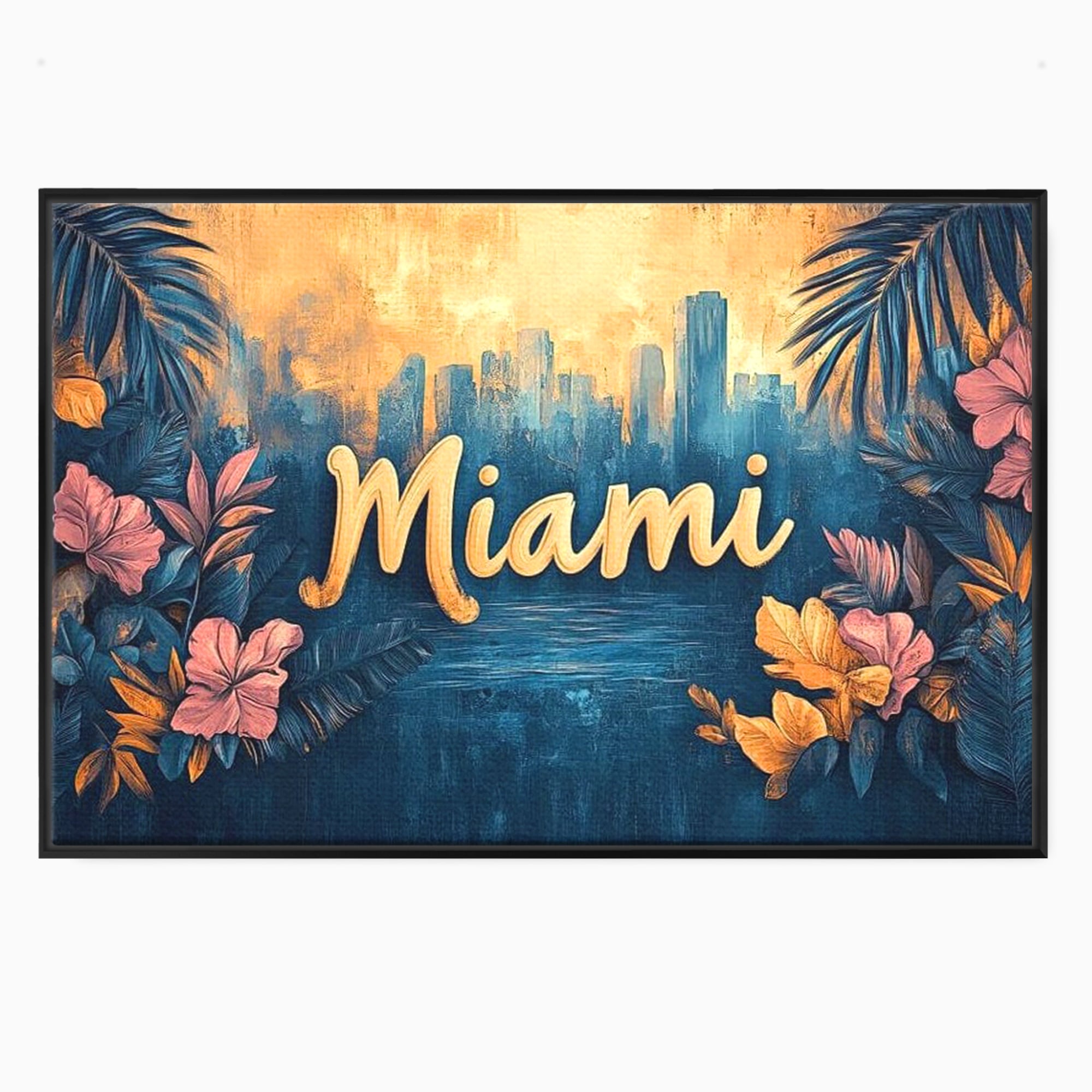 Tablou Canvas Premium LuxCanva® F1012, Miami, Orasul Soarelui , Tropical, Exotic, Apus, Vacanta, Florida, Distractie, Living, Birou, Culori vibrante