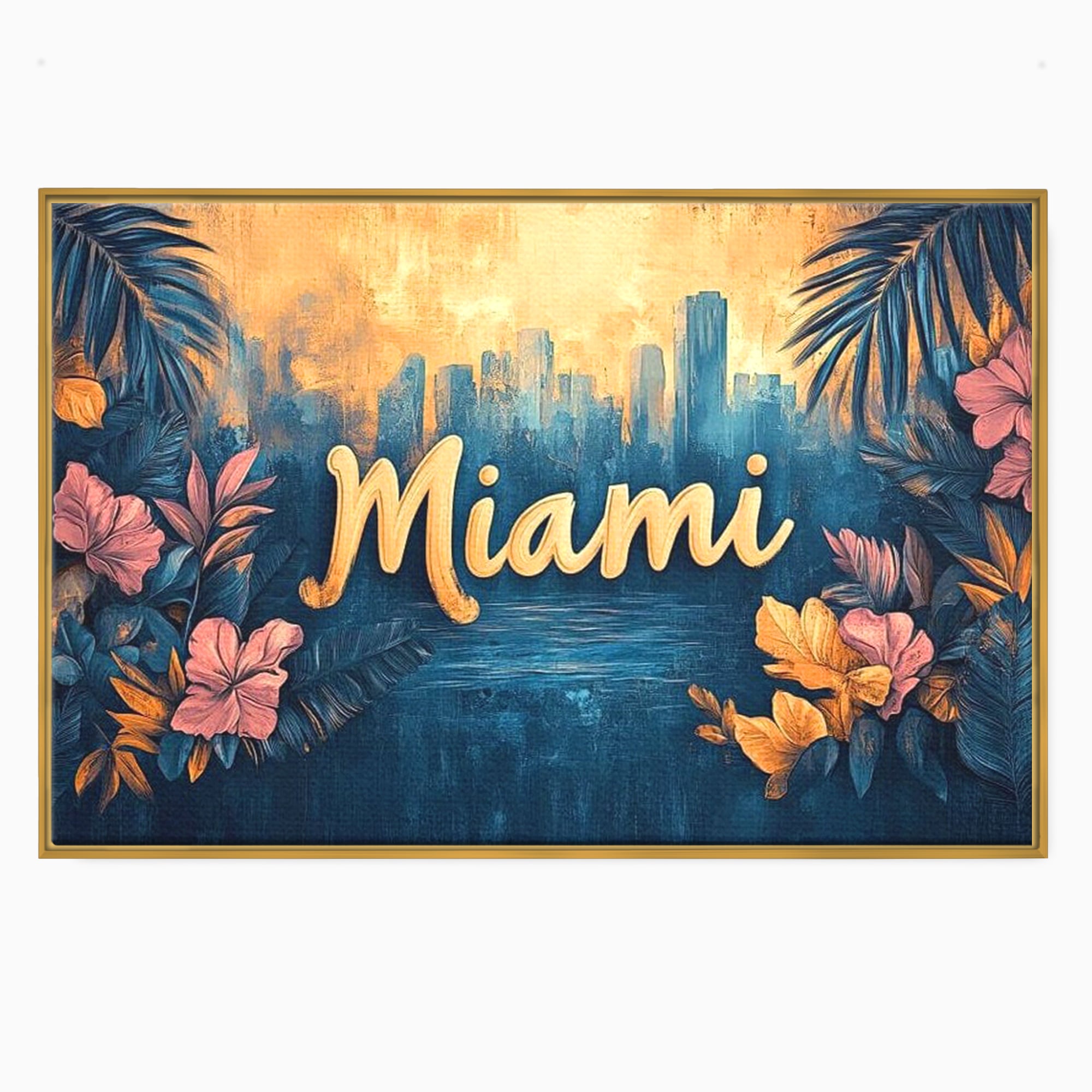 Tablou Canvas Premium LuxCanva® F1012, Miami, Orasul Soarelui , Tropical, Exotic, Apus, Vacanta, Florida, Distractie, Living, Birou, Culori vibrante