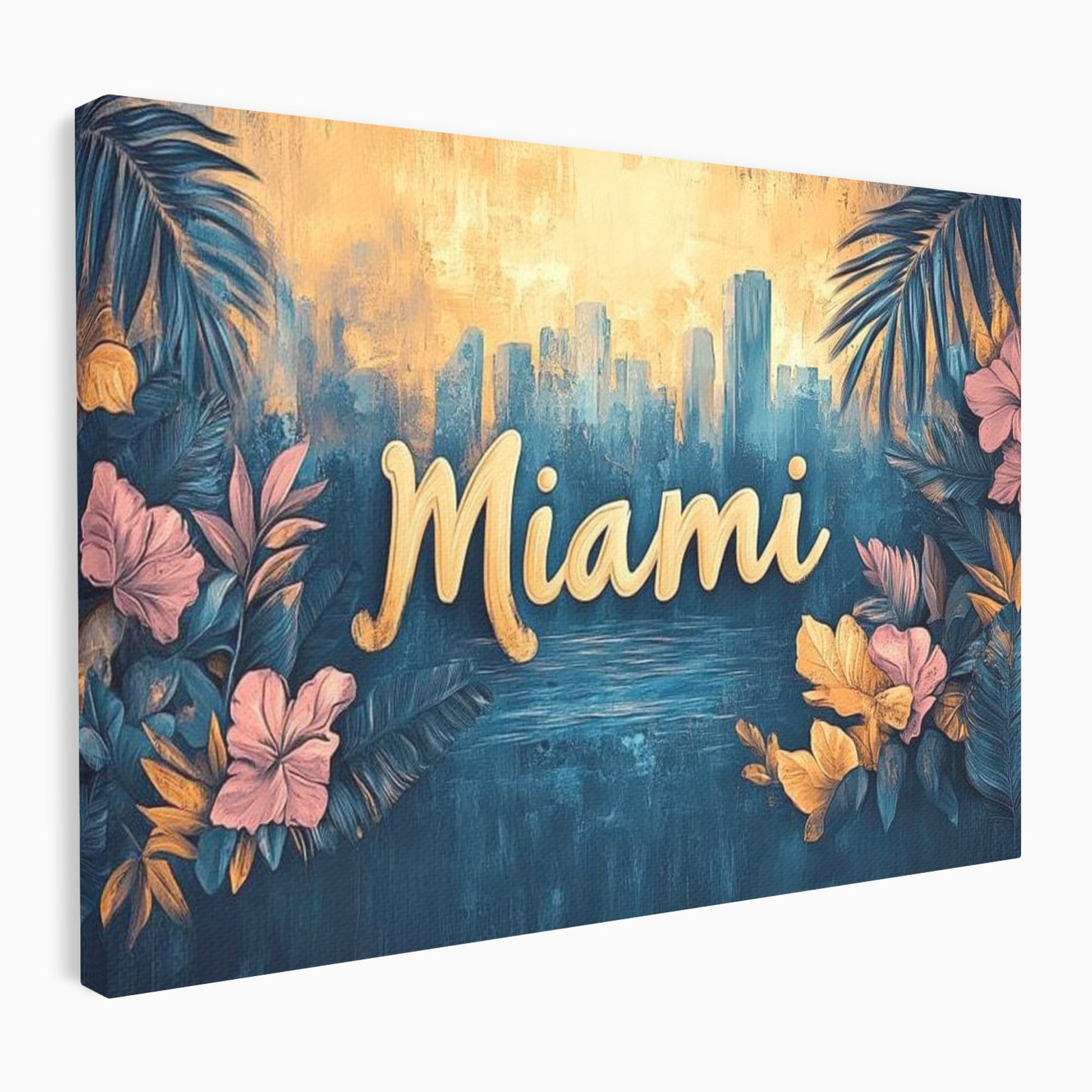 Tablou Canvas Premium LuxCanva® F1012, Miami, Orasul Soarelui , Tropical, Exotic, Apus, Vacanta, Florida, Distractie, Living, Birou, Culori vibrante
