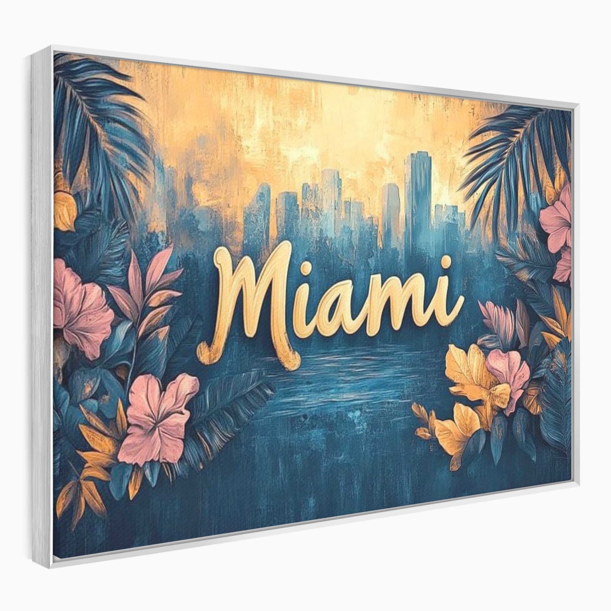 Tablou Canvas Premium LuxCanva® F1012, Miami, Orasul Soarelui , Tropical, Exotic, Apus, Vacanta, Florida, Distractie, Living, Birou, Culori vibrante