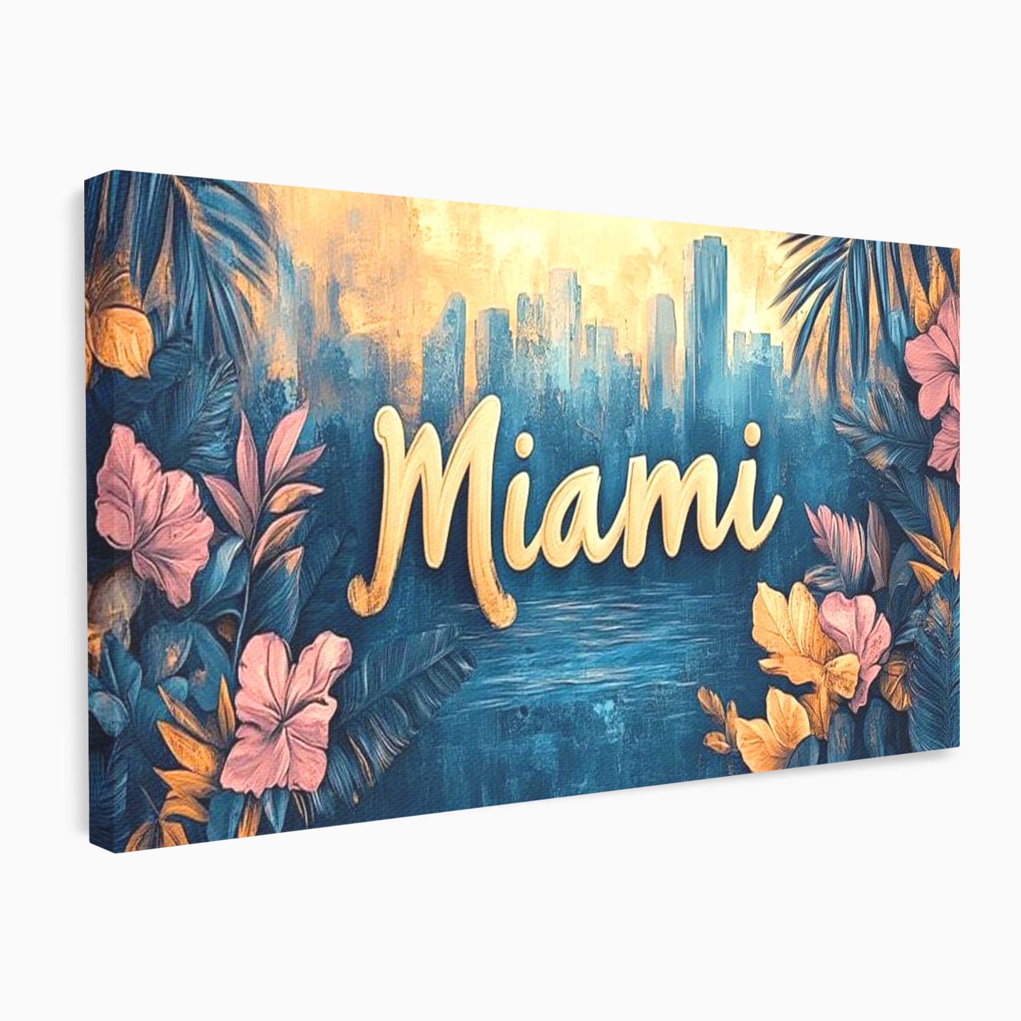 Tablou Canvas Premium LuxCanva® F1012, Miami, Orasul Soarelui , Tropical, Exotic, Apus, Vacanta, Florida, Distractie, Living, Birou, Culori vibrante