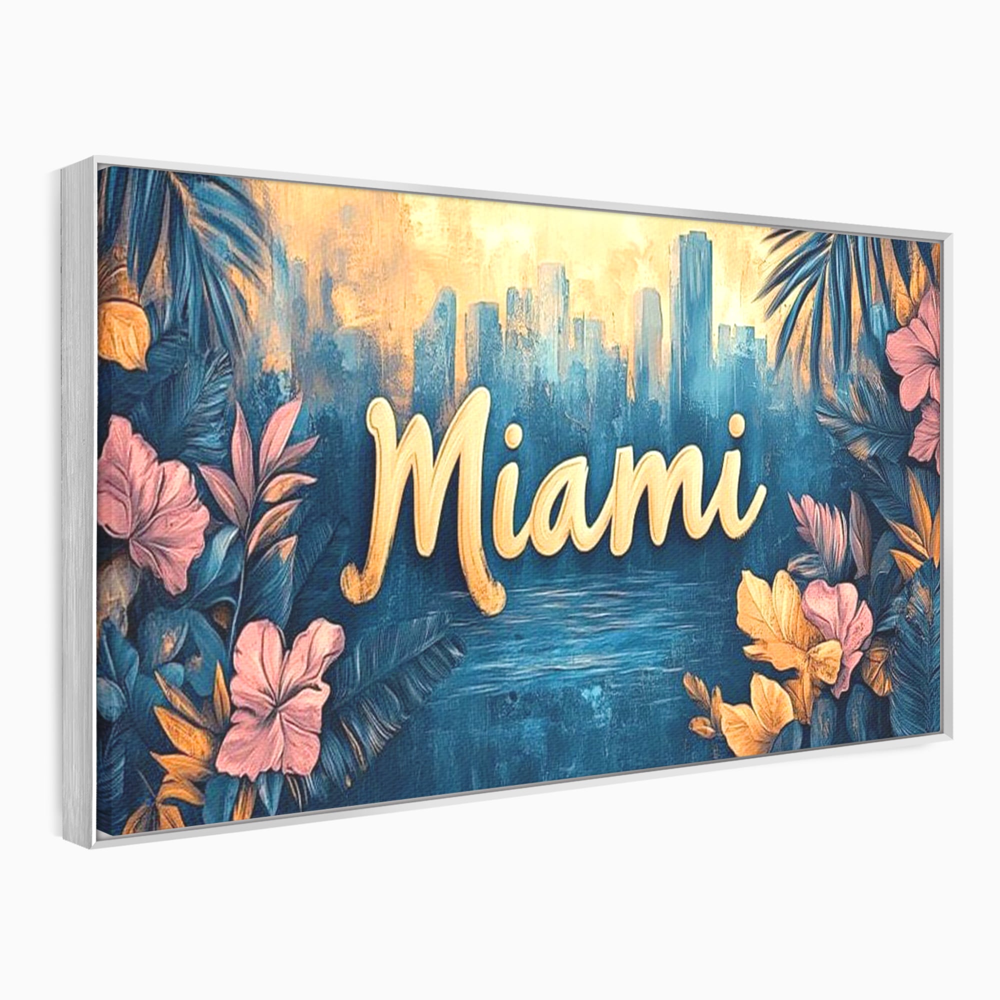 Tablou Canvas Premium LuxCanva® F1012, Miami, Orasul Soarelui , Tropical, Exotic, Apus, Vacanta, Florida, Distractie, Living, Birou, Culori vibrante