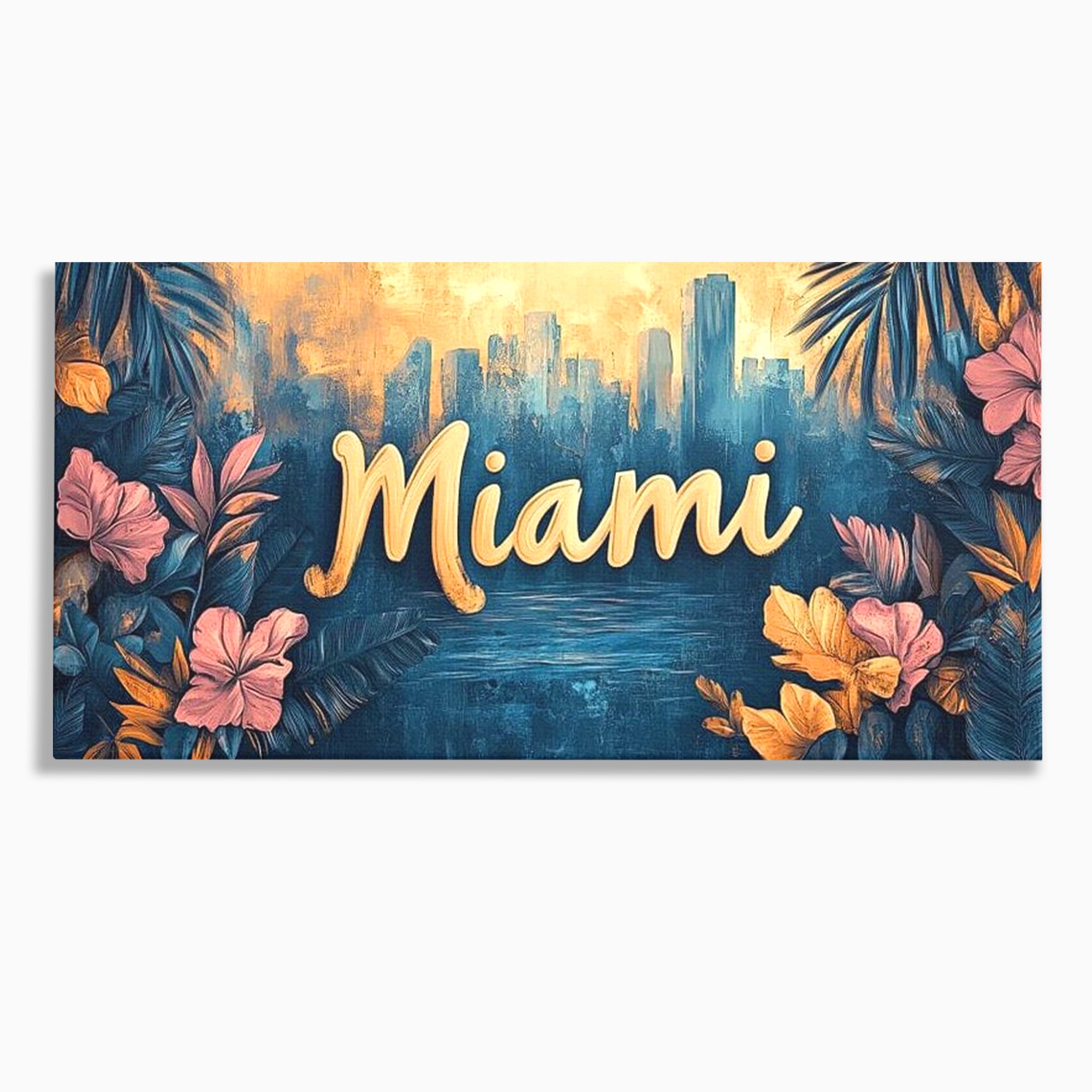 Tablou Canvas Premium LuxCanva® F1012, Miami, Orasul Soarelui , Tropical, Exotic, Apus, Vacanta, Florida, Distractie, Living, Birou, Culori vibrante