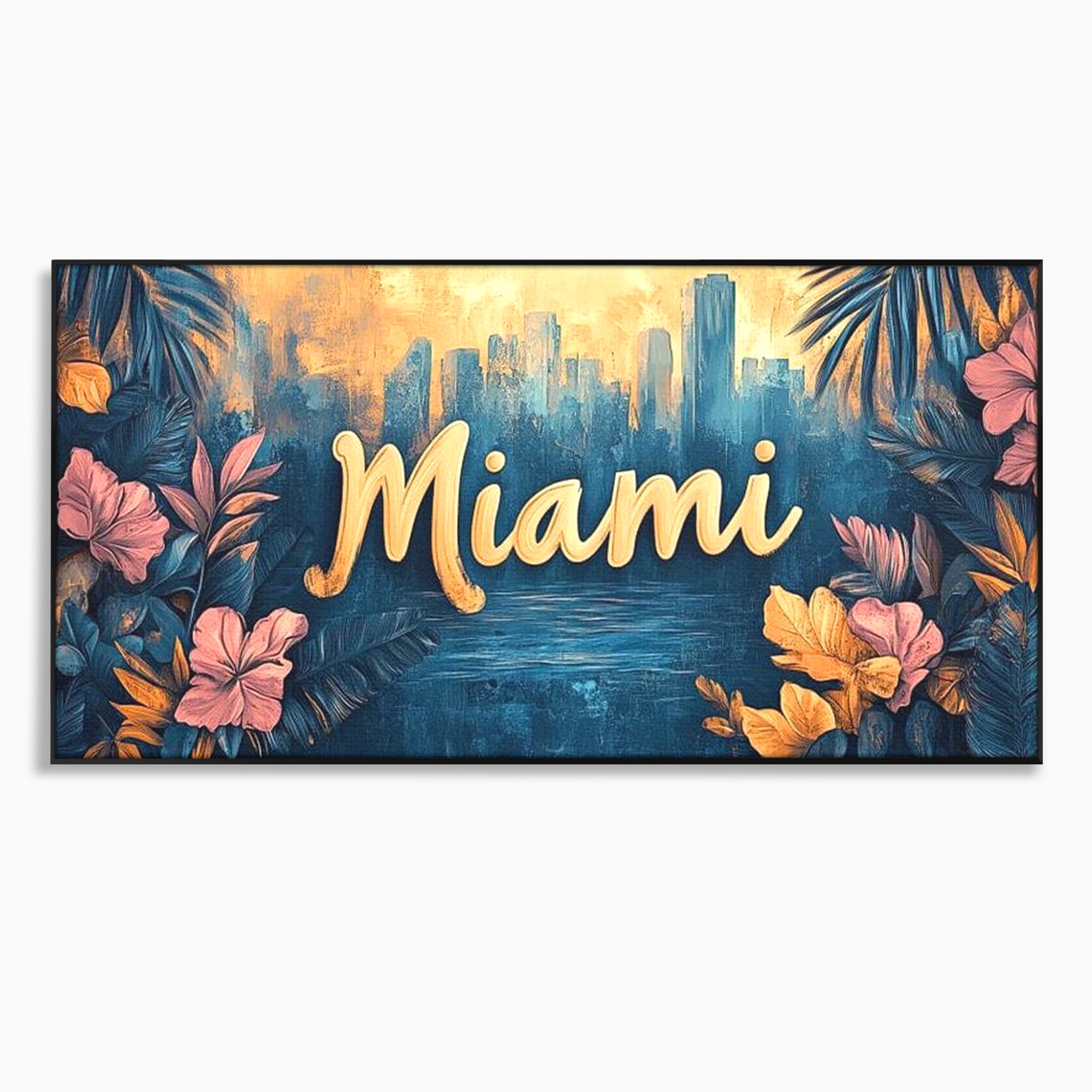 Tablou Canvas Premium LuxCanva® F1012, Miami, Orasul Soarelui , Tropical, Exotic, Apus, Vacanta, Florida, Distractie, Living, Birou, Culori vibrante
