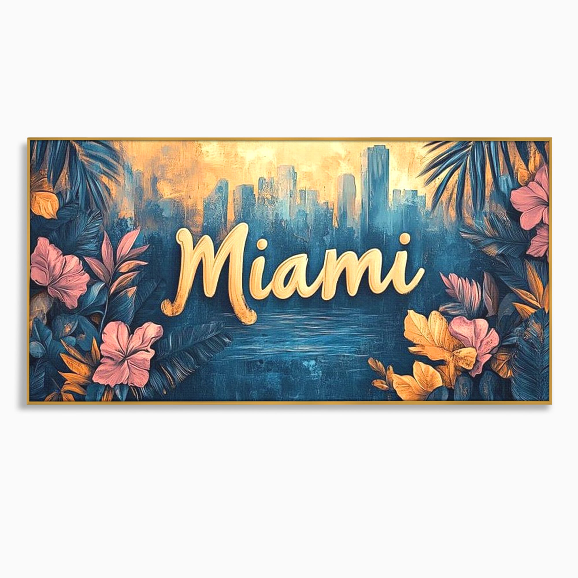 Tablou Canvas Premium LuxCanva® F1012, Miami, Orasul Soarelui , Tropical, Exotic, Apus, Vacanta, Florida, Distractie, Living, Birou, Culori vibrante