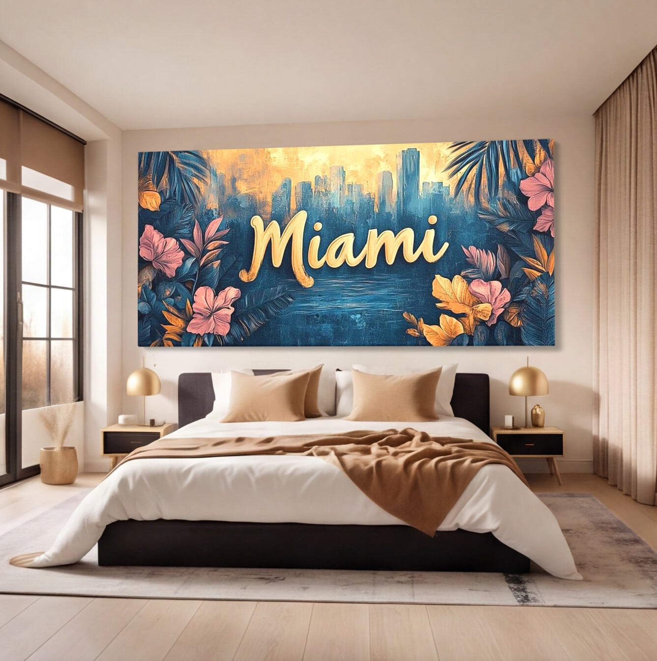 Tablou Canvas Premium LuxCanva® F1012, Miami, Orasul Soarelui , Tropical, Exotic, Apus, Vacanta, Florida, Distractie, Living, Birou, Culori vibrante
