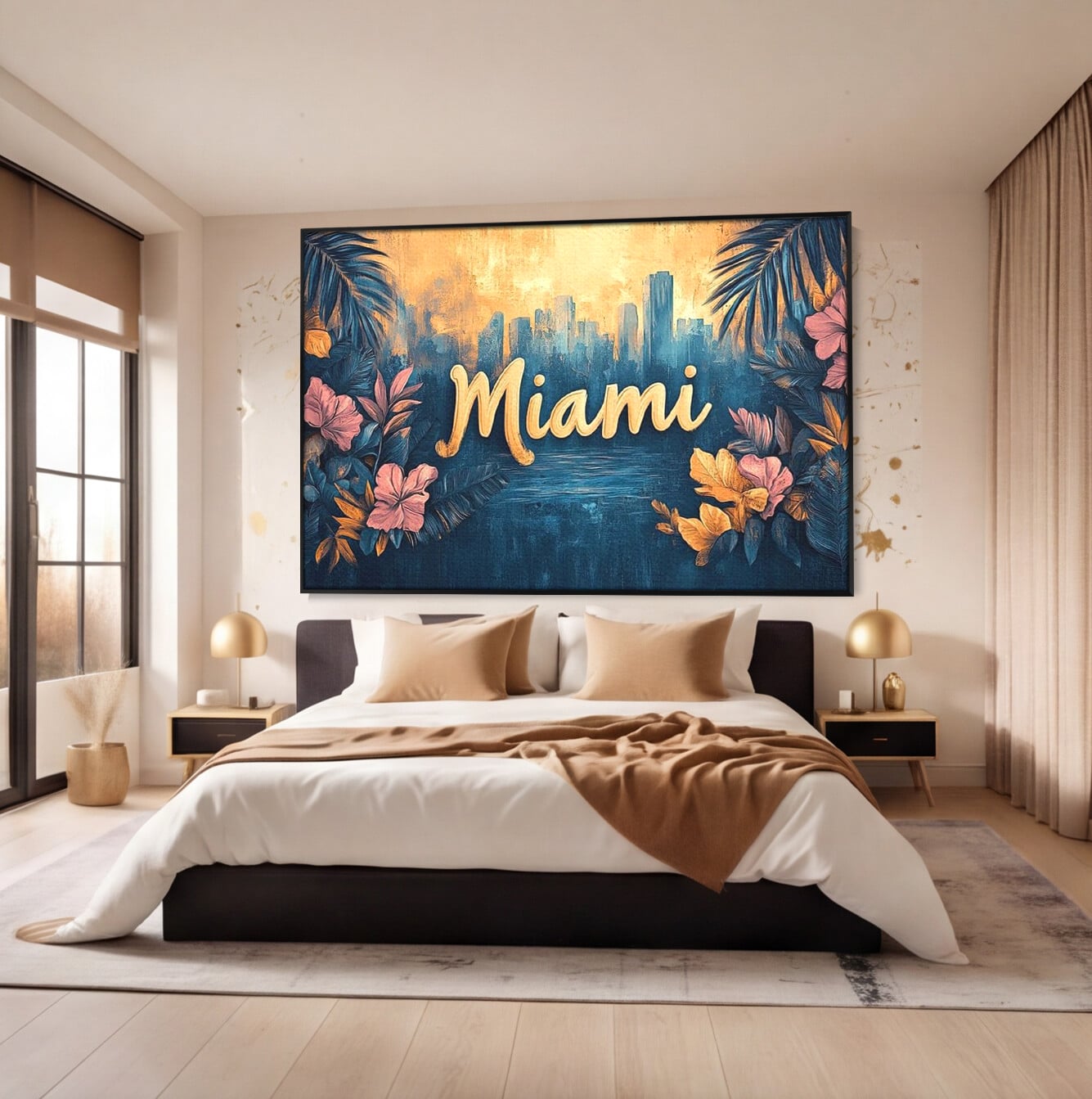 Tablou Canvas Premium LuxCanva® F1012, Miami, Orasul Soarelui , Tropical, Exotic, Apus, Vacanta, Florida, Distractie, Living, Birou, Culori vibrante