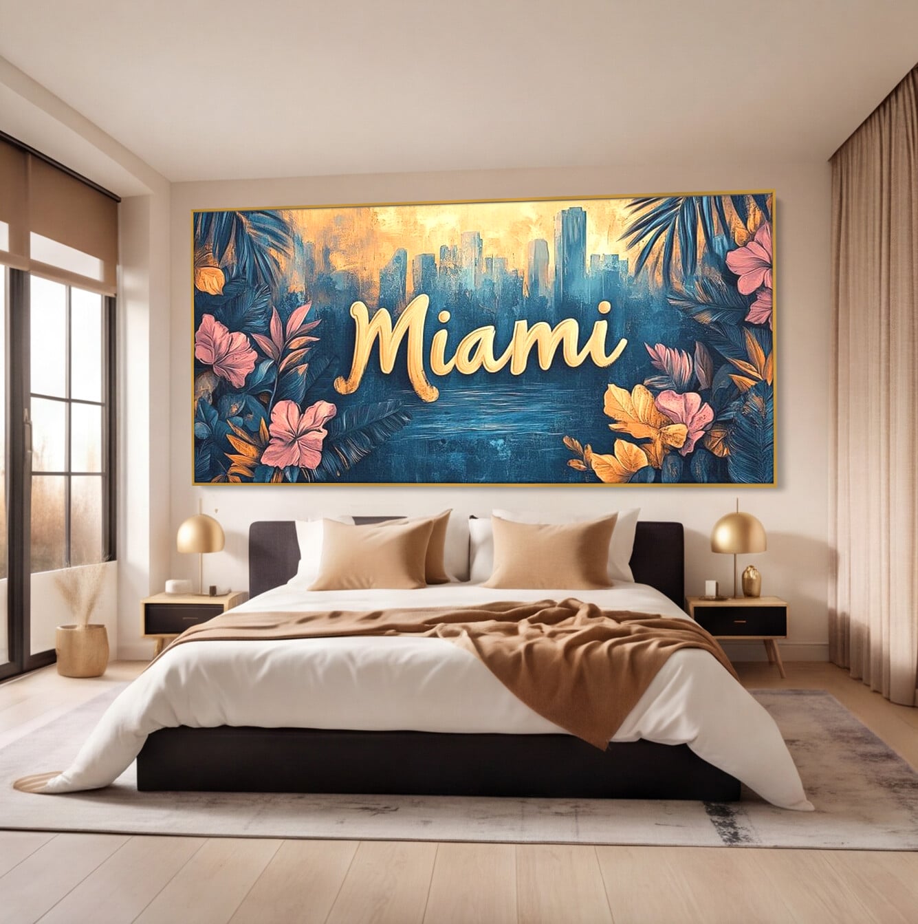 Tablou Canvas Premium LuxCanva® F1012, Miami, Orasul Soarelui , Tropical, Exotic, Apus, Vacanta, Florida, Distractie, Living, Birou, Culori vibrante