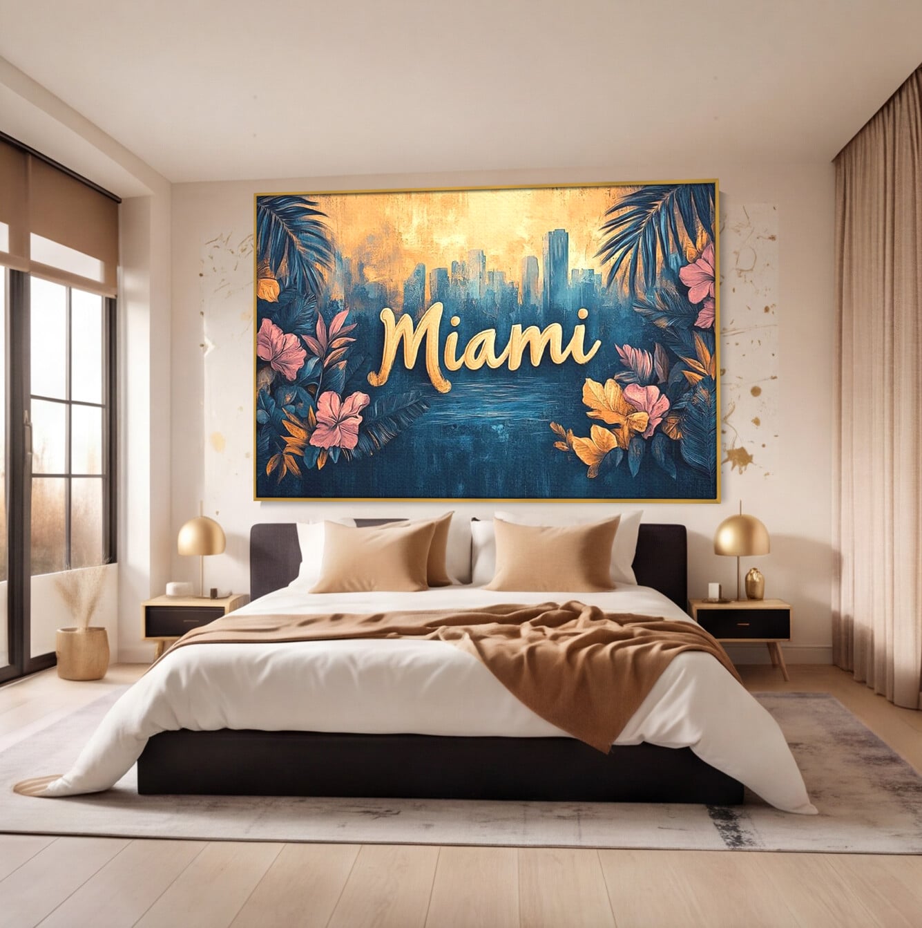 Tablou Canvas Premium LuxCanva® F1012, Miami, Orasul Soarelui , Tropical, Exotic, Apus, Vacanta, Florida, Distractie, Living, Birou, Culori vibrante