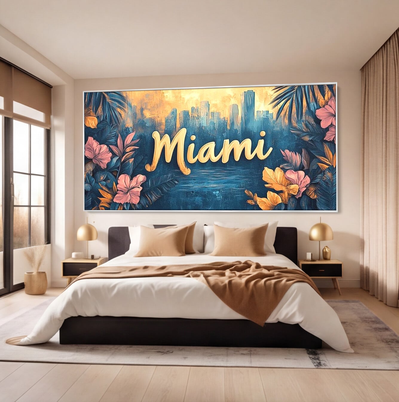 Tablou Canvas Premium LuxCanva® F1012, Miami, Orasul Soarelui , Tropical, Exotic, Apus, Vacanta, Florida, Distractie, Living, Birou, Culori vibrante
