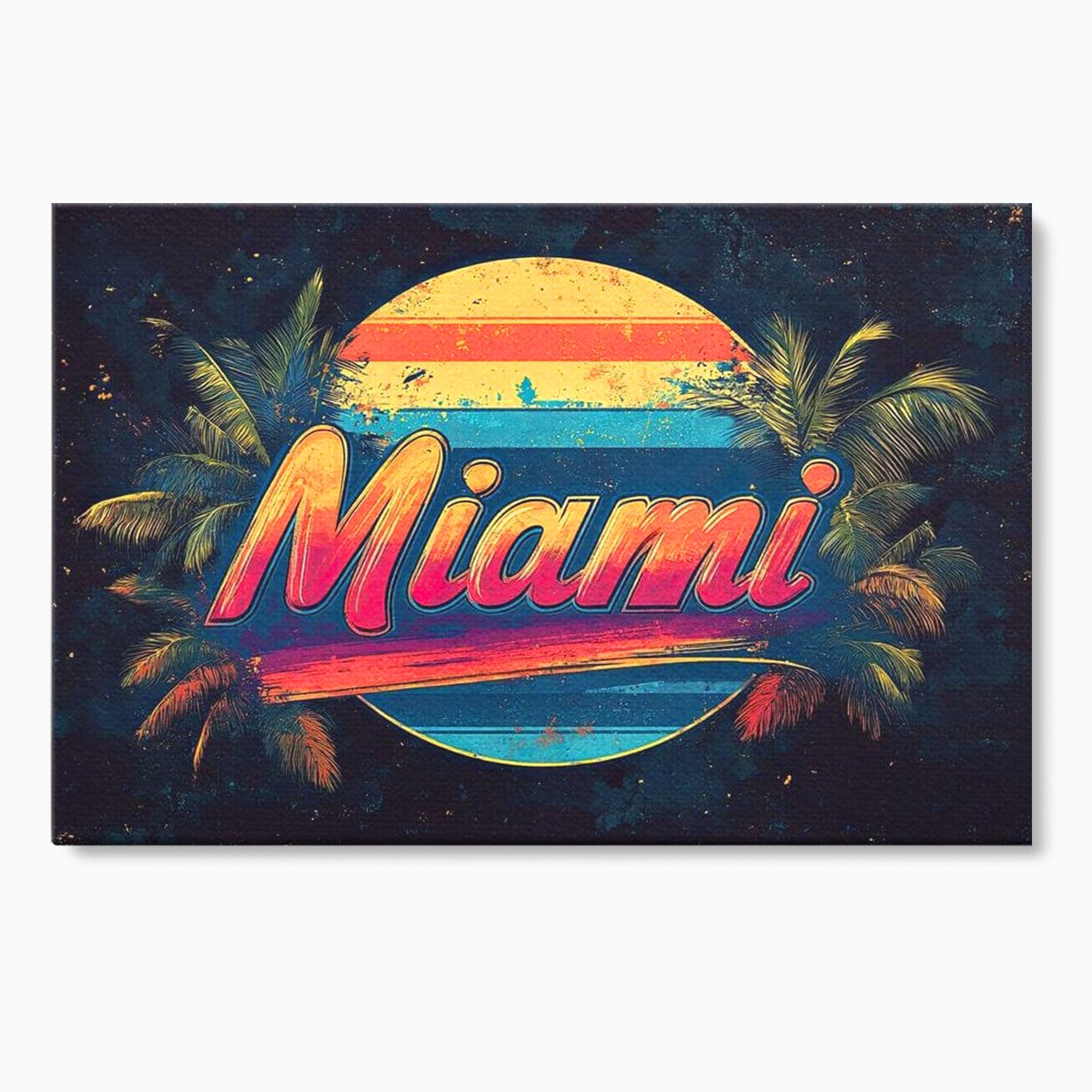 Tablou Canvas Premium LuxCanva® F1013, Traieste Visul Miami , Soare, Oras, Relaxare, Distractie, Vintage, Vibe, Living, Birou, Culori vibrante
