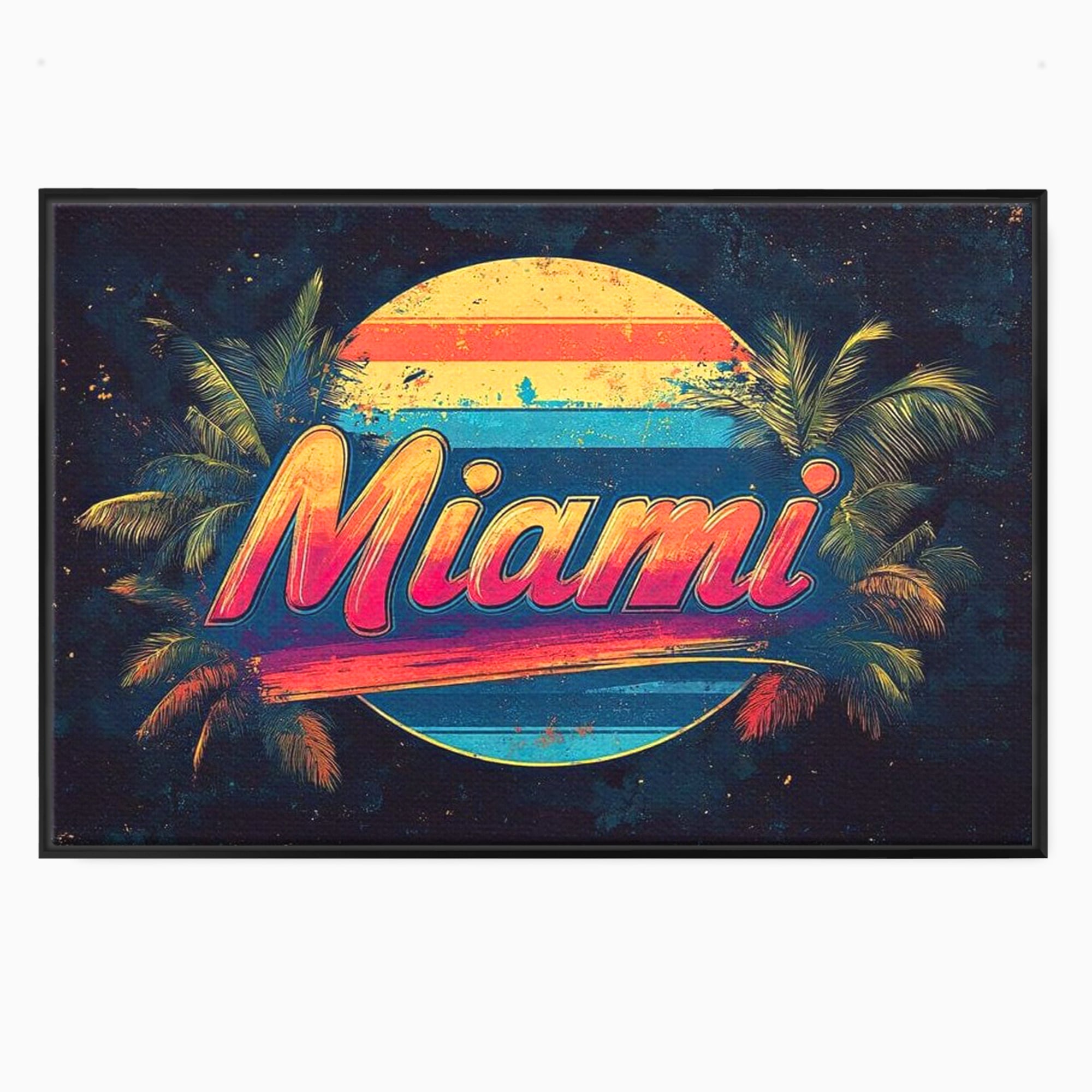 Tablou Canvas Premium LuxCanva® F1013, Traieste Visul Miami , Soare, Oras, Relaxare, Distractie, Vintage, Vibe, Living, Birou, Culori vibrante