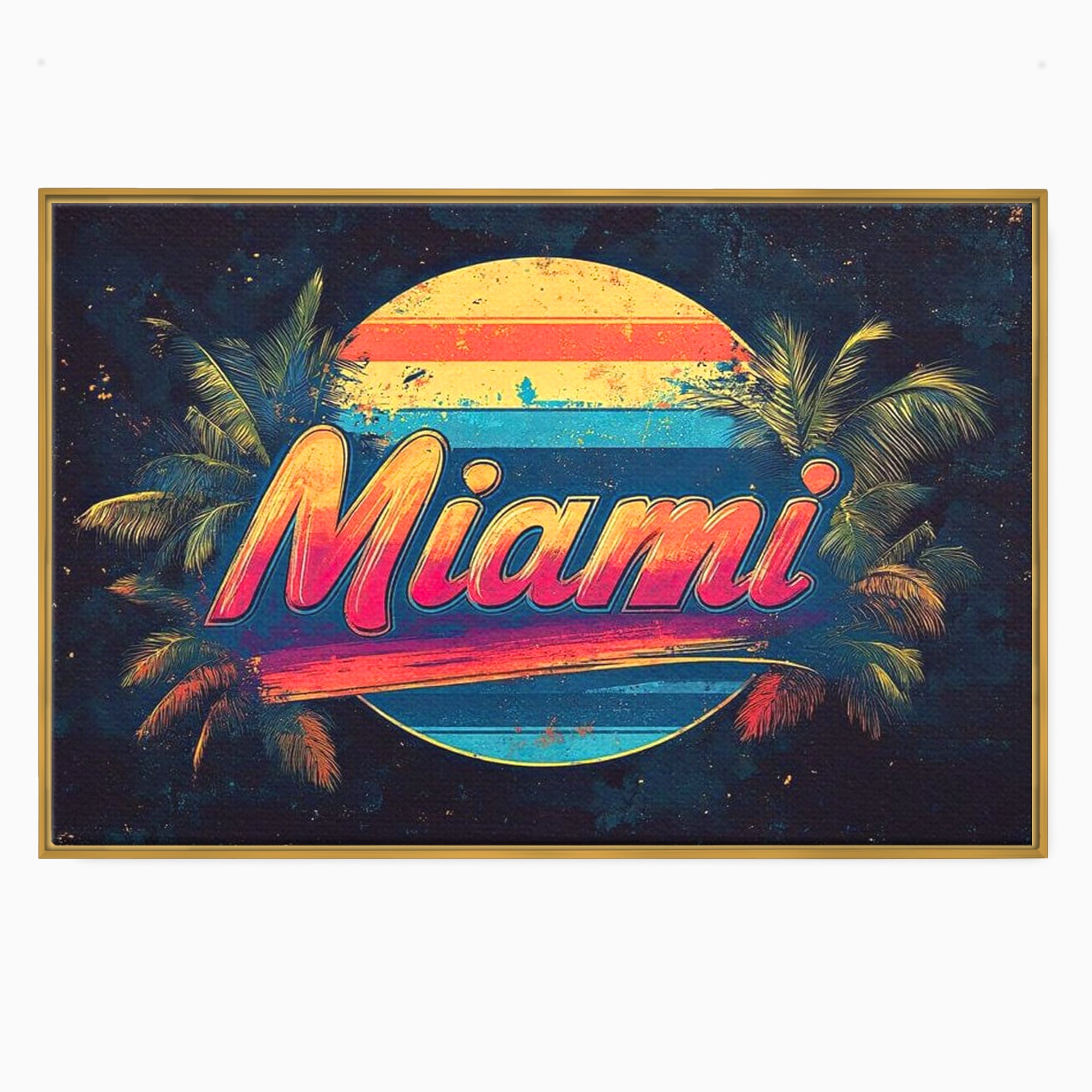 Tablou Canvas Premium LuxCanva® F1013, Traieste Visul Miami , Soare, Oras, Relaxare, Distractie, Vintage, Vibe, Living, Birou, Culori vibrante