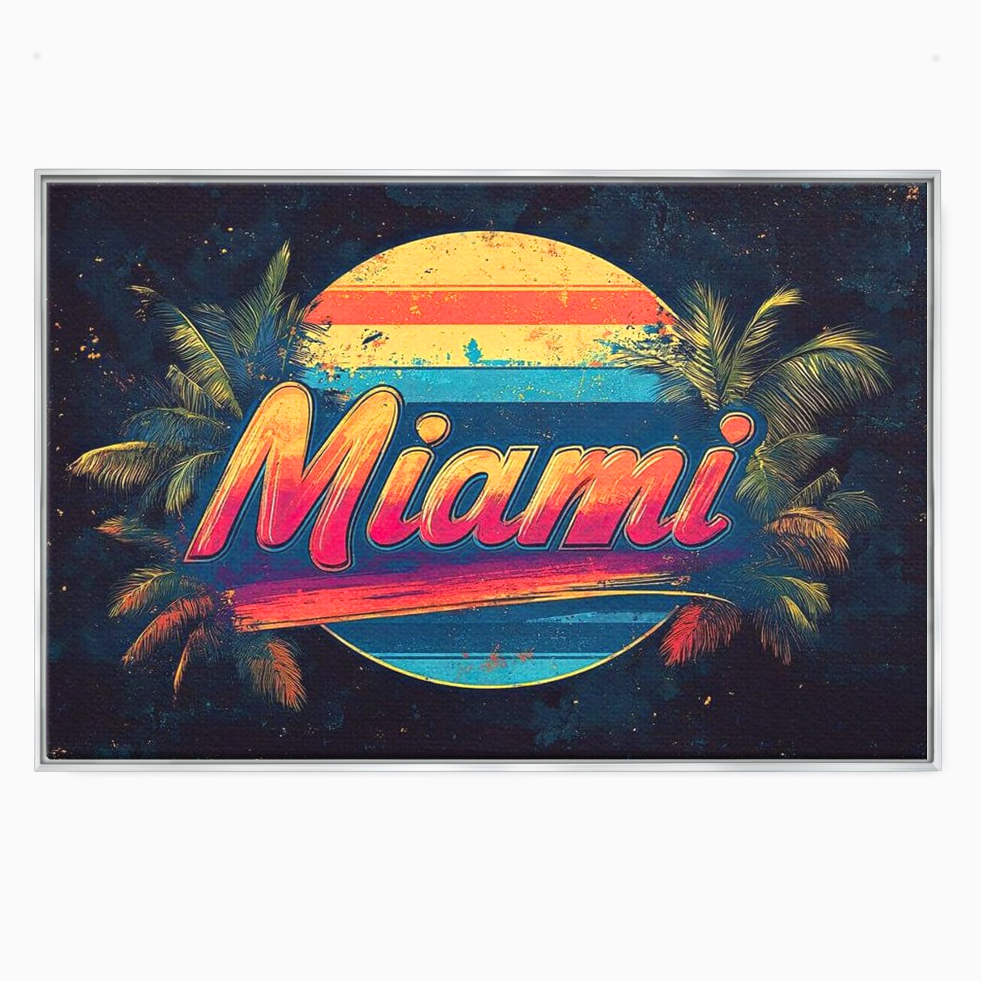 Tablou Canvas Premium LuxCanva® F1013, Traieste Visul Miami , Soare, Oras, Relaxare, Distractie, Vintage, Vibe, Living, Birou, Culori vibrante