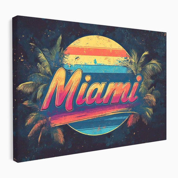 Tablou Canvas Premium LuxCanva® F1013, Traieste Visul Miami , Soare, Oras, Relaxare, Distractie, Vintage, Vibe, Living, Birou, Culori vibrante