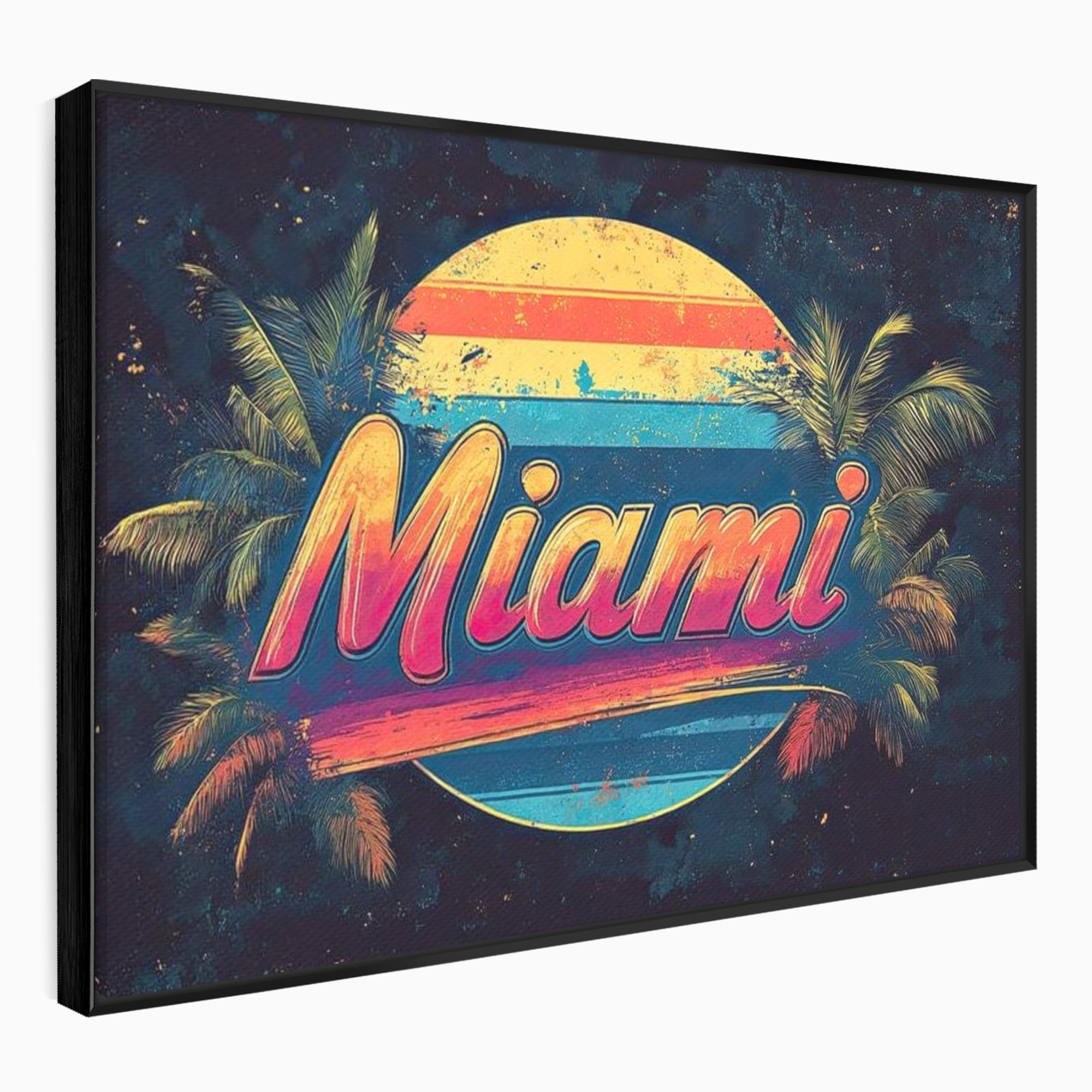 Tablou Canvas Premium LuxCanva® F1013, Traieste Visul Miami , Soare, Oras, Relaxare, Distractie, Vintage, Vibe, Living, Birou, Culori vibrante