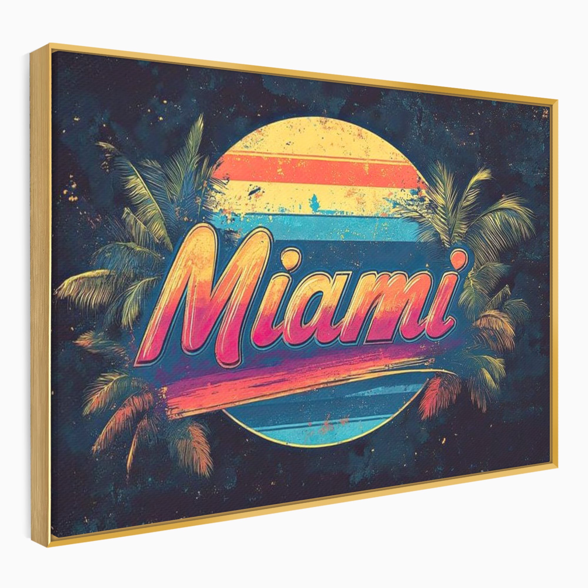Tablou Canvas Premium LuxCanva® F1013, Traieste Visul Miami , Soare, Oras, Relaxare, Distractie, Vintage, Vibe, Living, Birou, Culori vibrante