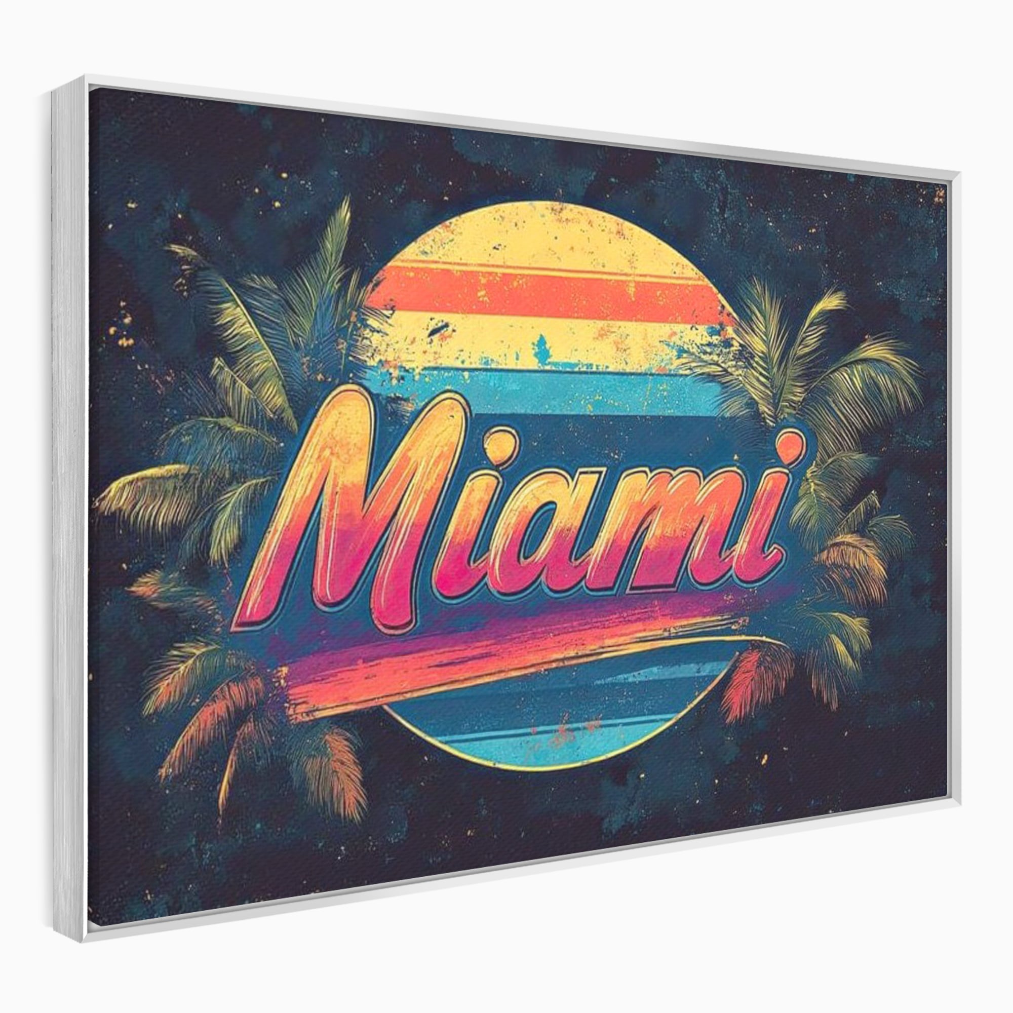 Tablou Canvas Premium LuxCanva® F1013, Traieste Visul Miami , Soare, Oras, Relaxare, Distractie, Vintage, Vibe, Living, Birou, Culori vibrante