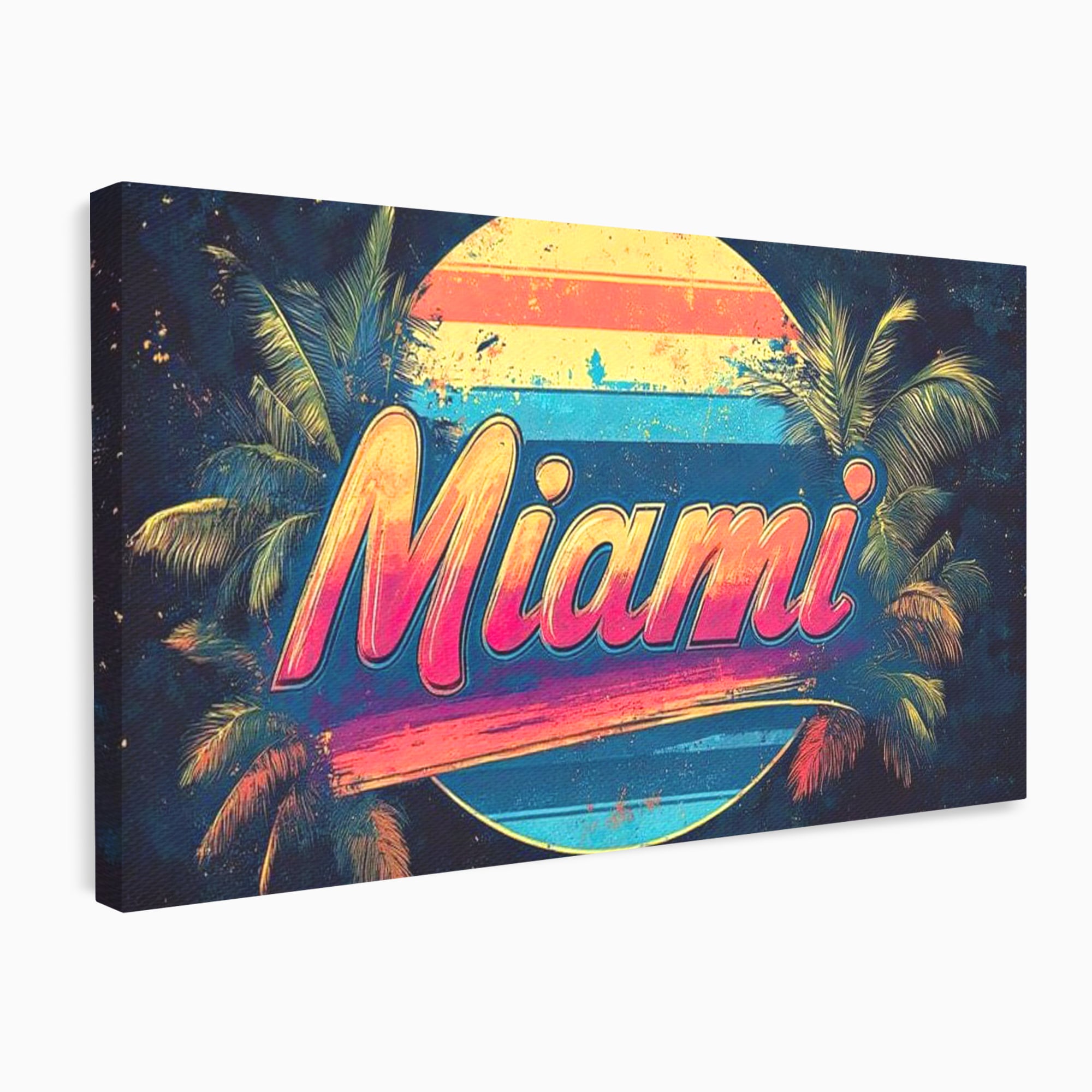 Tablou Canvas Premium LuxCanva® F1013, Traieste Visul Miami , Soare, Oras, Relaxare, Distractie, Vintage, Vibe, Living, Birou, Culori vibrante