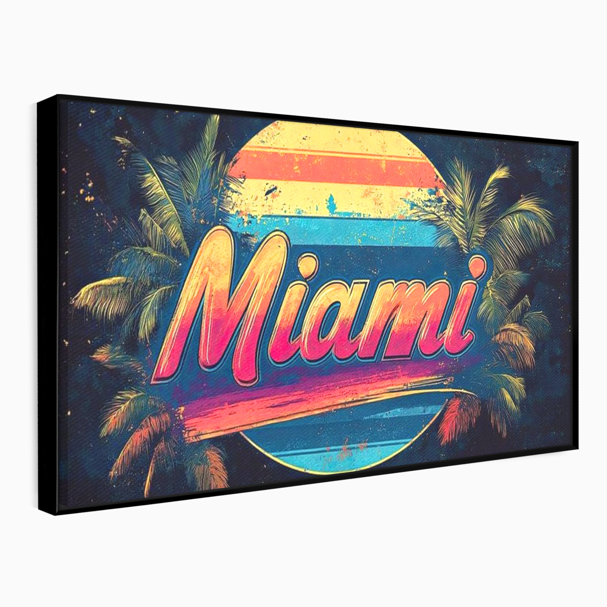 Tablou Canvas Premium LuxCanva® F1013, Traieste Visul Miami , Soare, Oras, Relaxare, Distractie, Vintage, Vibe, Living, Birou, Culori vibrante