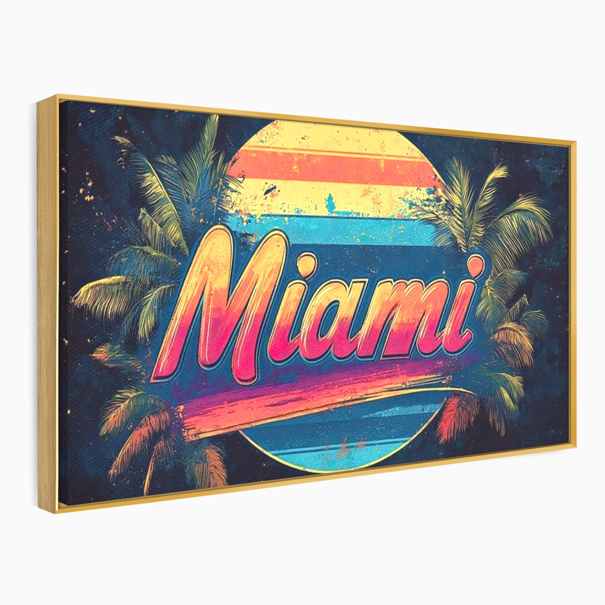 Tablou Canvas Premium LuxCanva® F1013, Traieste Visul Miami , Soare, Oras, Relaxare, Distractie, Vintage, Vibe, Living, Birou, Culori vibrante