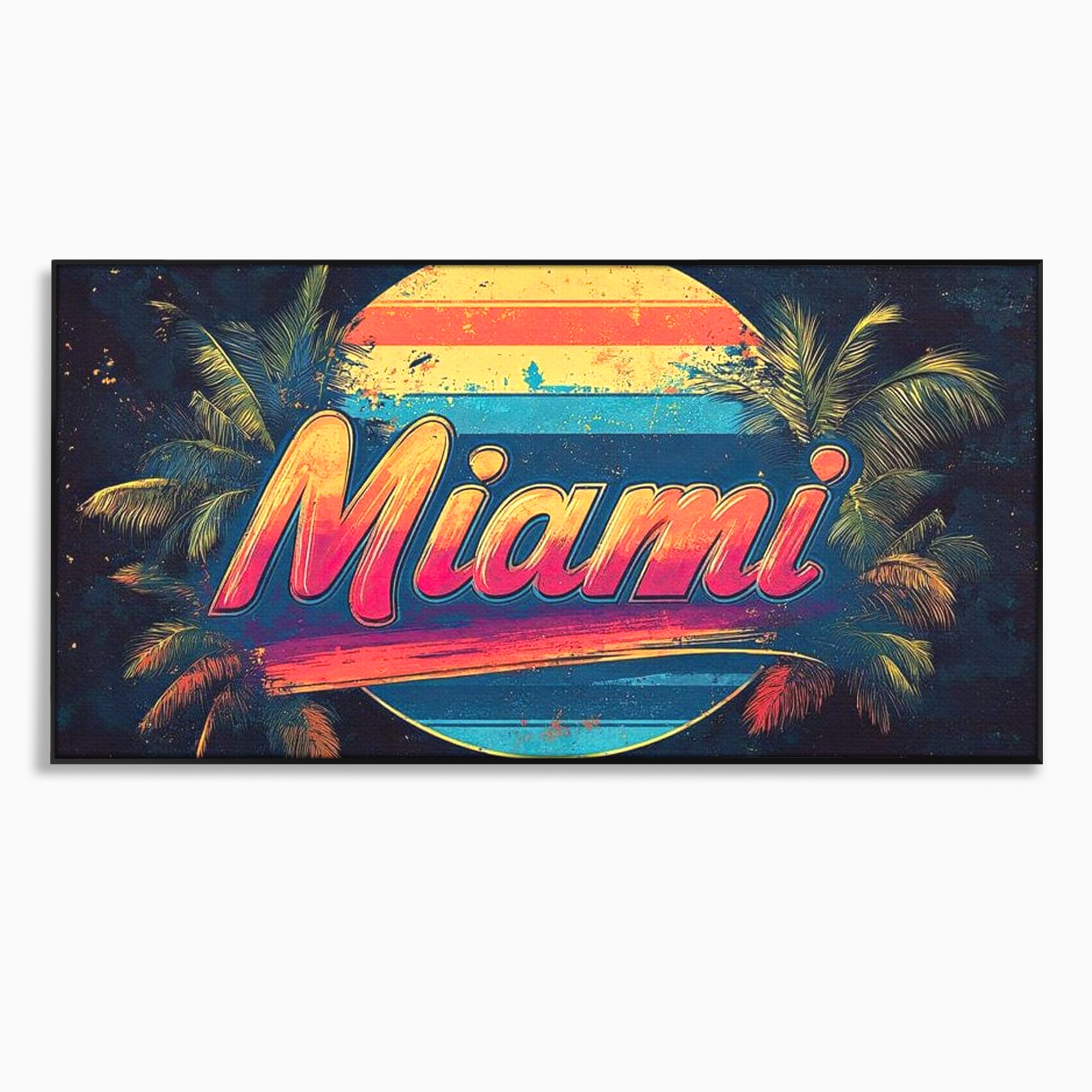 Tablou Canvas Premium LuxCanva® F1013, Traieste Visul Miami , Soare, Oras, Relaxare, Distractie, Vintage, Vibe, Living, Birou, Culori vibrante