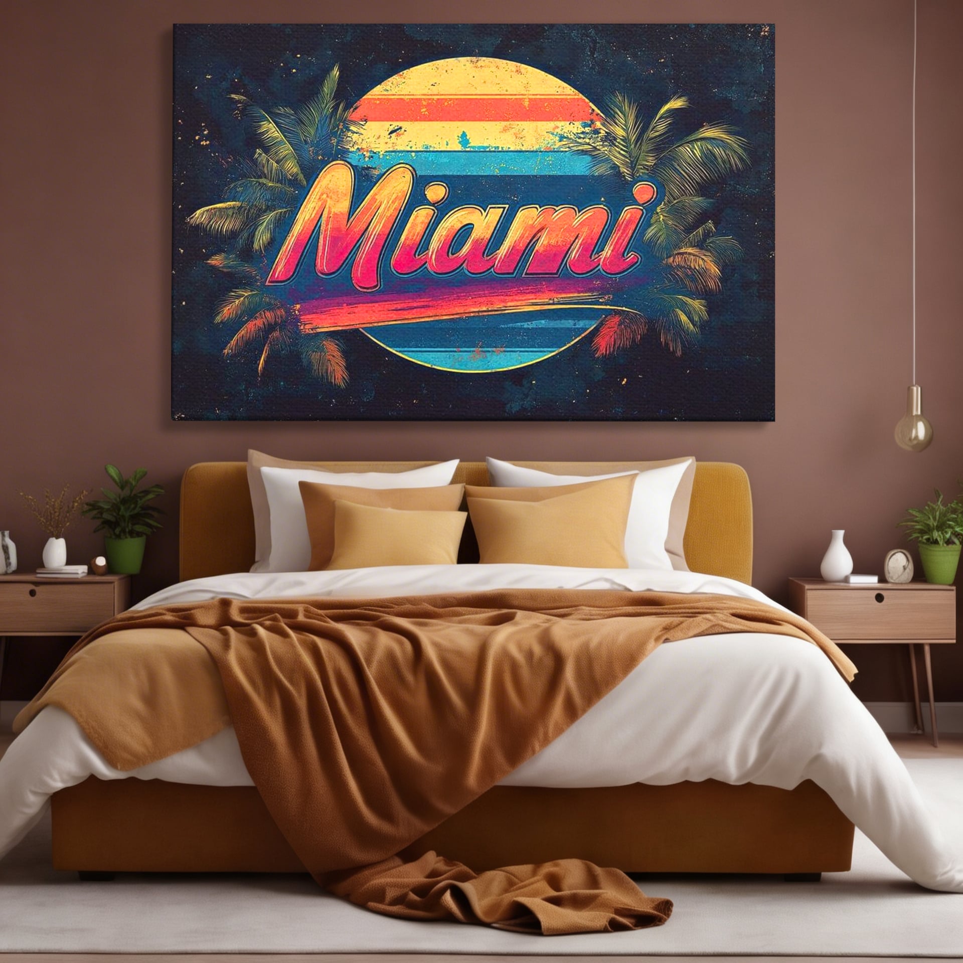 Tablou Canvas Premium LuxCanva® F1013, Traieste Visul Miami , Soare, Oras, Relaxare, Distractie, Vintage, Vibe, Living, Birou, Culori vibrante