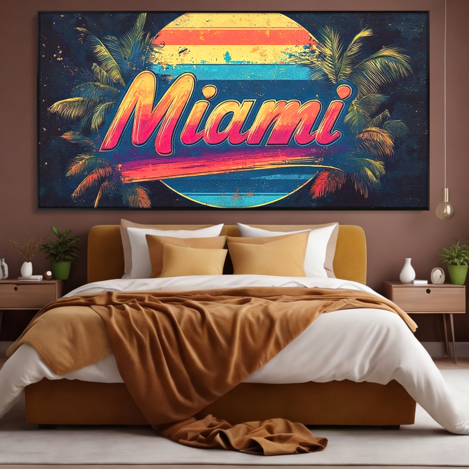 Tablou Canvas Premium LuxCanva® F1013, Traieste Visul Miami , Soare, Oras, Relaxare, Distractie, Vintage, Vibe, Living, Birou, Culori vibrante