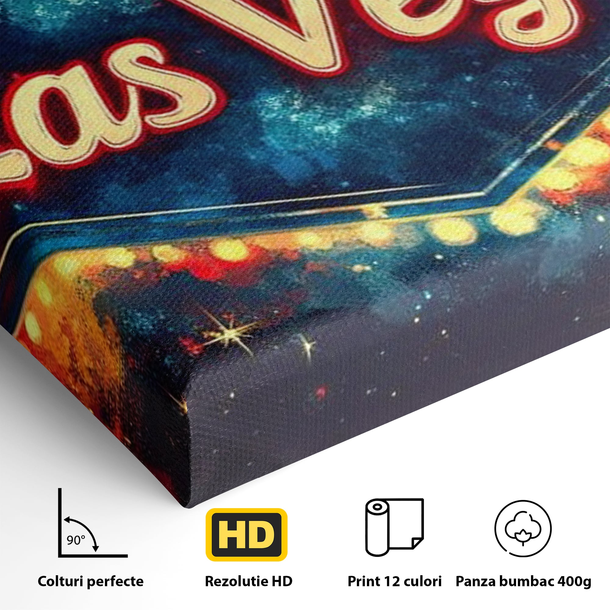 Tablou Canvas Premium LuxCanva® F1014, Viva Las Vegas , Exuberanta, Lux, Cazino, Spectacol, Adrenalina, Living, Birou, Culori vibrante