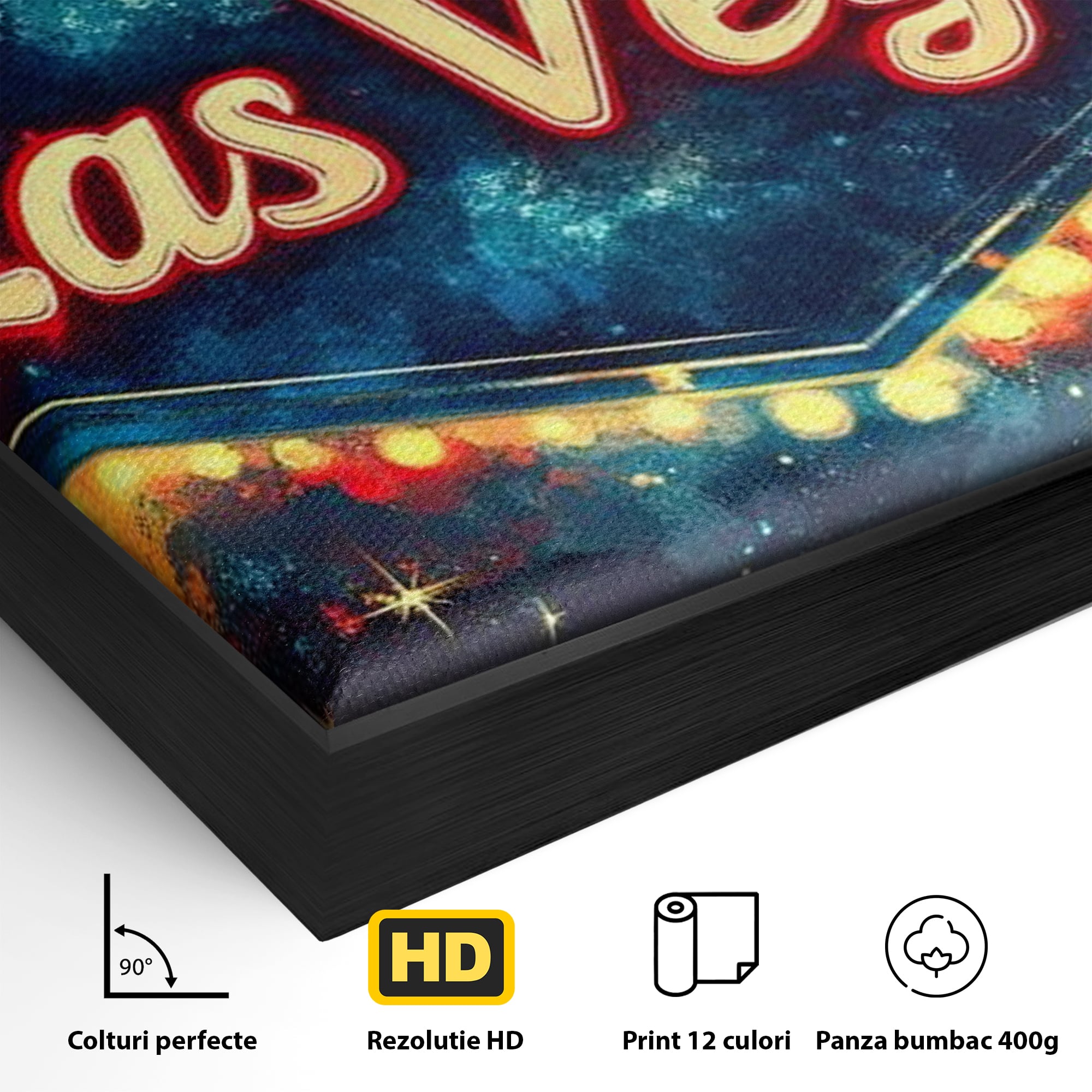 Tablou Canvas Premium LuxCanva® F1014, Viva Las Vegas , Exuberanta, Lux, Cazino, Spectacol, Adrenalina, Living, Birou, Culori vibrante