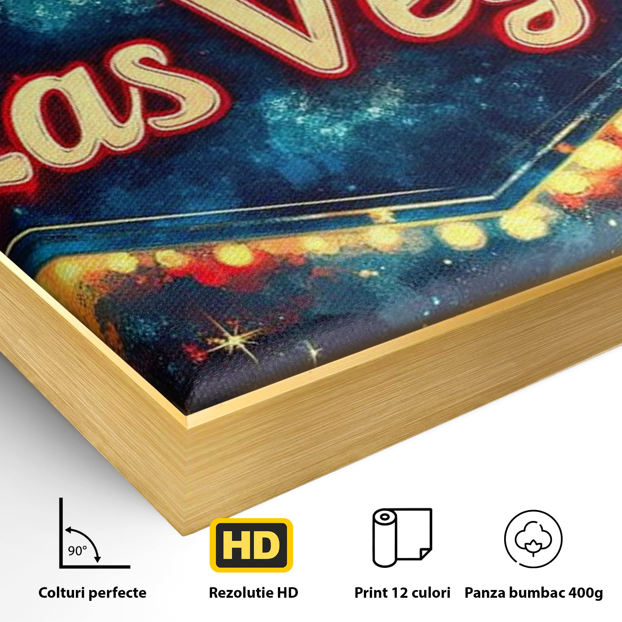 Tablou Canvas Premium LuxCanva® F1014, Viva Las Vegas , Exuberanta, Lux, Cazino, Spectacol, Adrenalina, Living, Birou, Culori vibrante