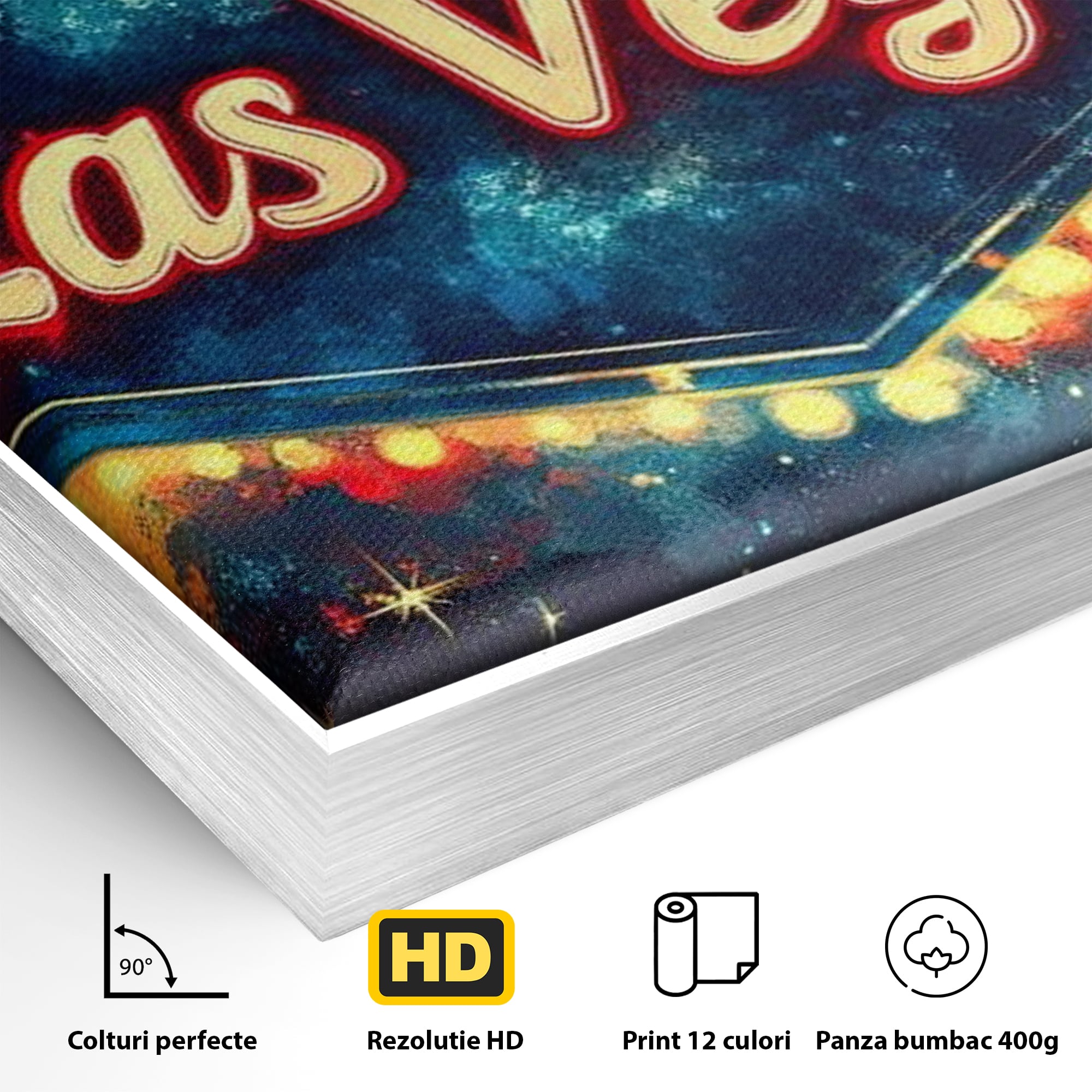 Tablou Canvas Premium LuxCanva® F1014, Viva Las Vegas , Exuberanta, Lux, Cazino, Spectacol, Adrenalina, Living, Birou, Culori vibrante