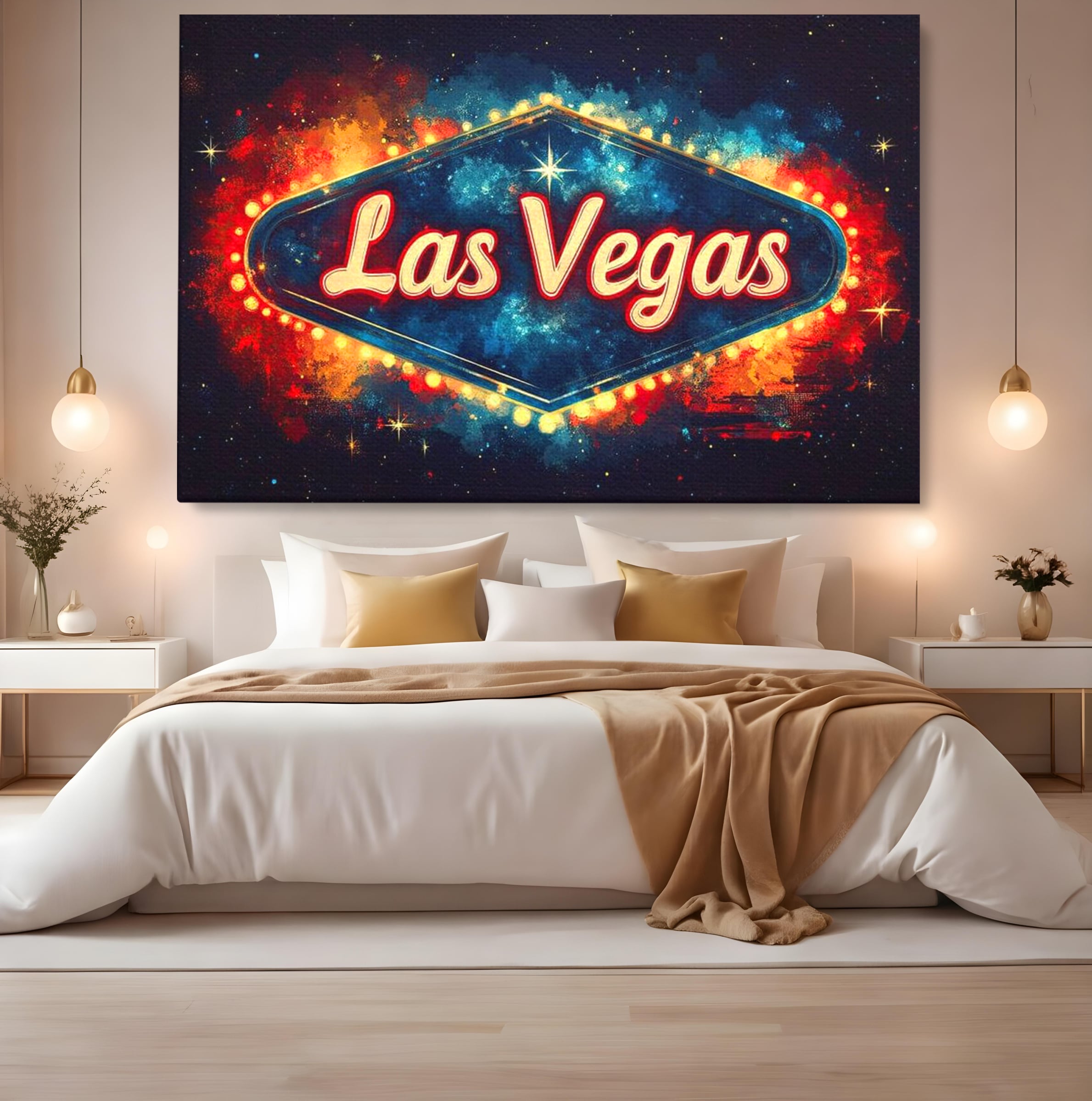 Tablou Canvas Premium LuxCanva® F1014, Viva Las Vegas , Exuberanta, Lux, Cazino, Spectacol, Adrenalina, Living, Birou, Culori vibrante