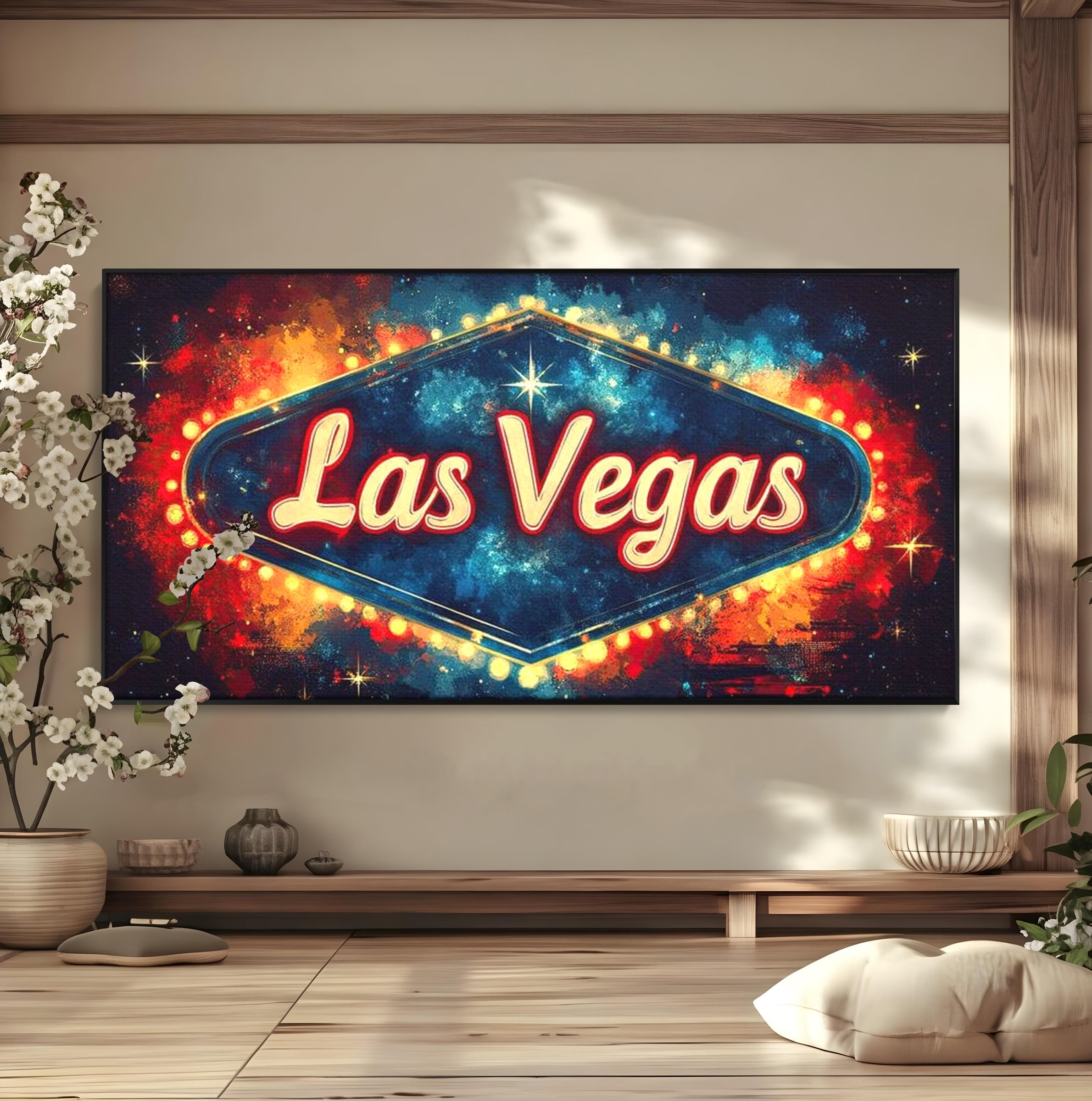 Tablou Canvas Premium LuxCanva® F1014, Viva Las Vegas , Exuberanta, Lux, Cazino, Spectacol, Adrenalina, Living, Birou, Culori vibrante
