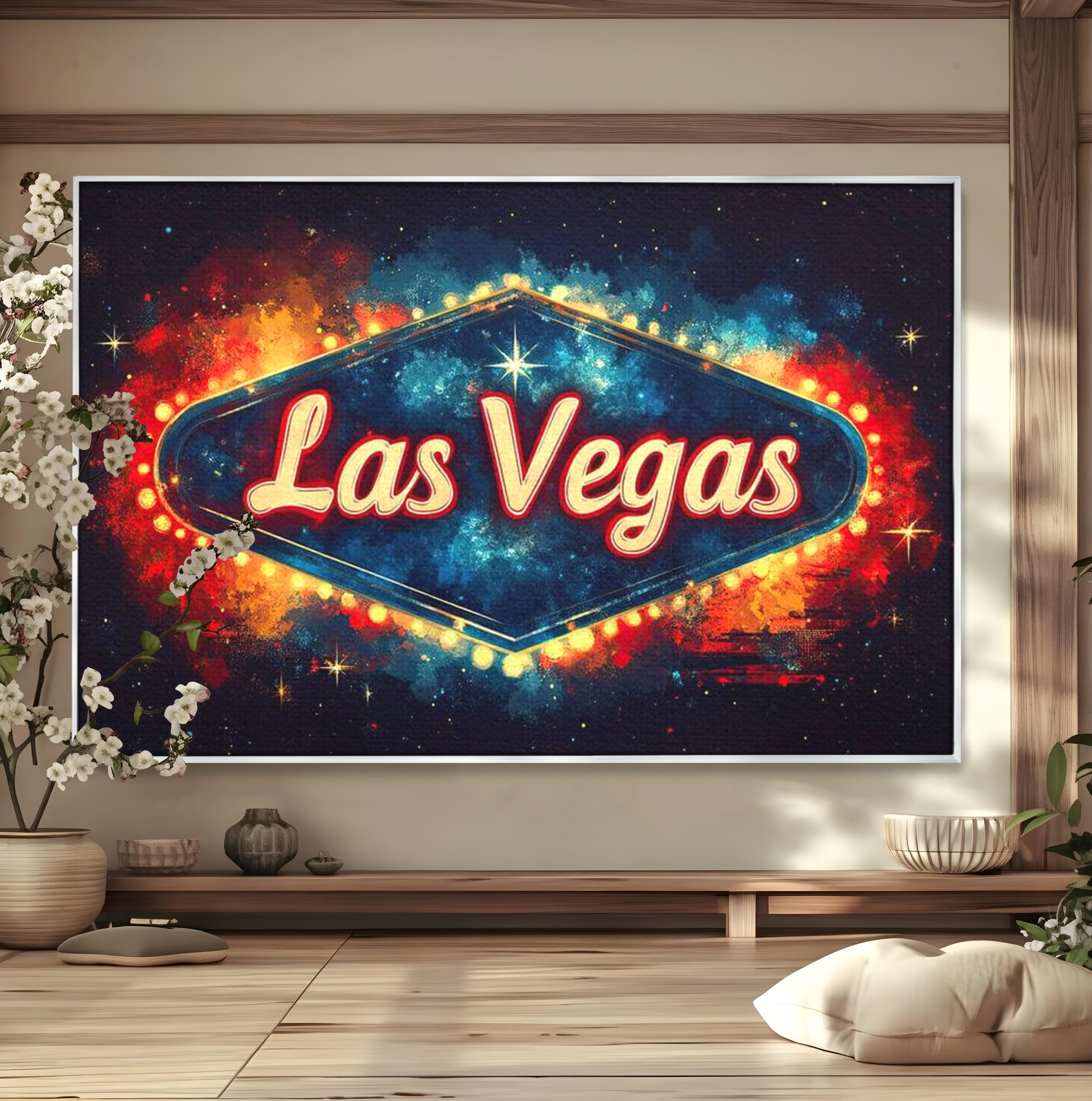 Tablou Canvas Premium LuxCanva® F1014, Viva Las Vegas , Exuberanta, Lux, Cazino, Spectacol, Adrenalina, Living, Birou, Culori vibrante