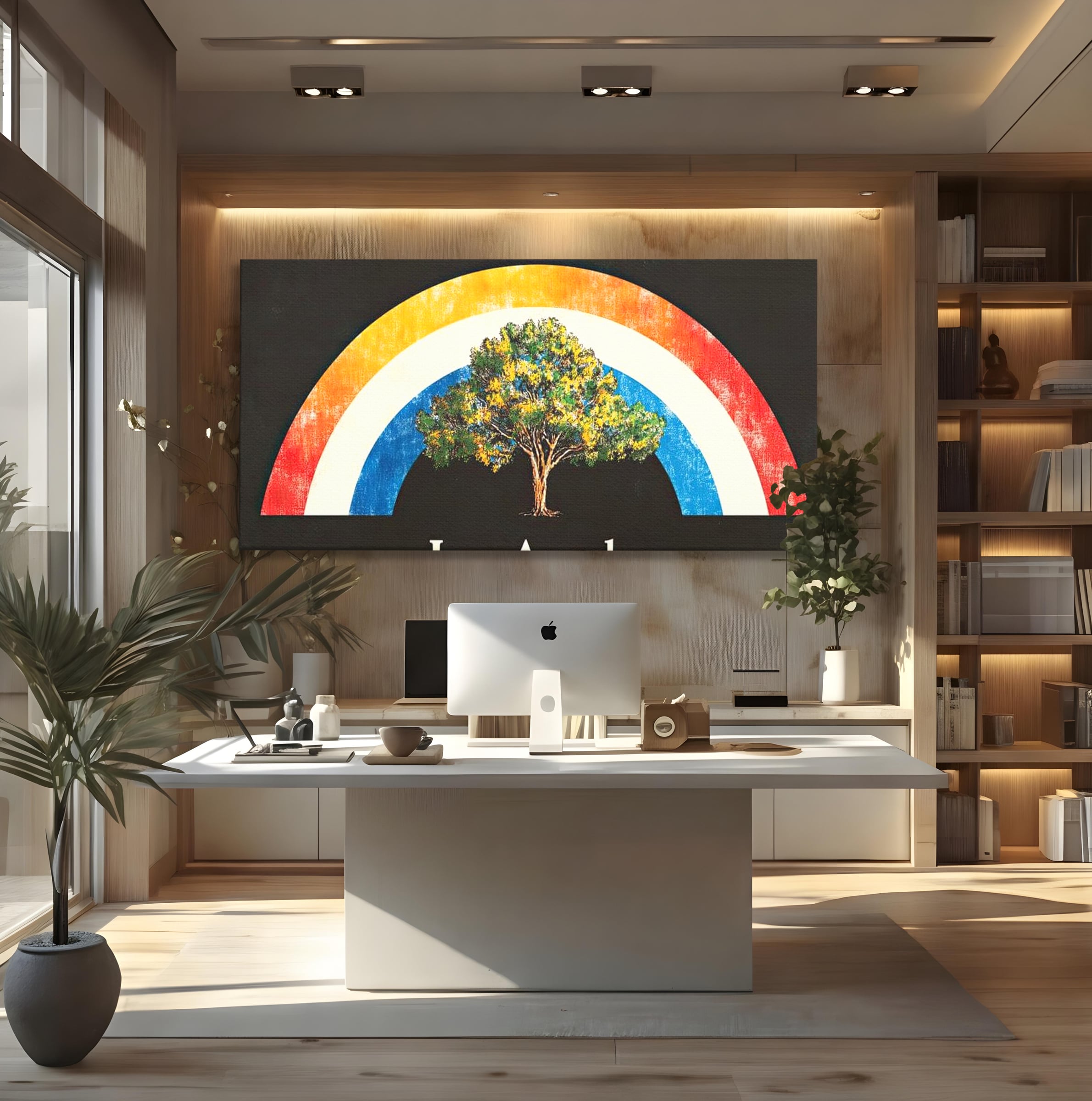 Tablou Canvas Premium LuxCanva® F1015, Los Angeles Spirit , Minimalist, California, Vis, Orasul Ingerilor, Pacific, Living, Birou, Culori vibrante