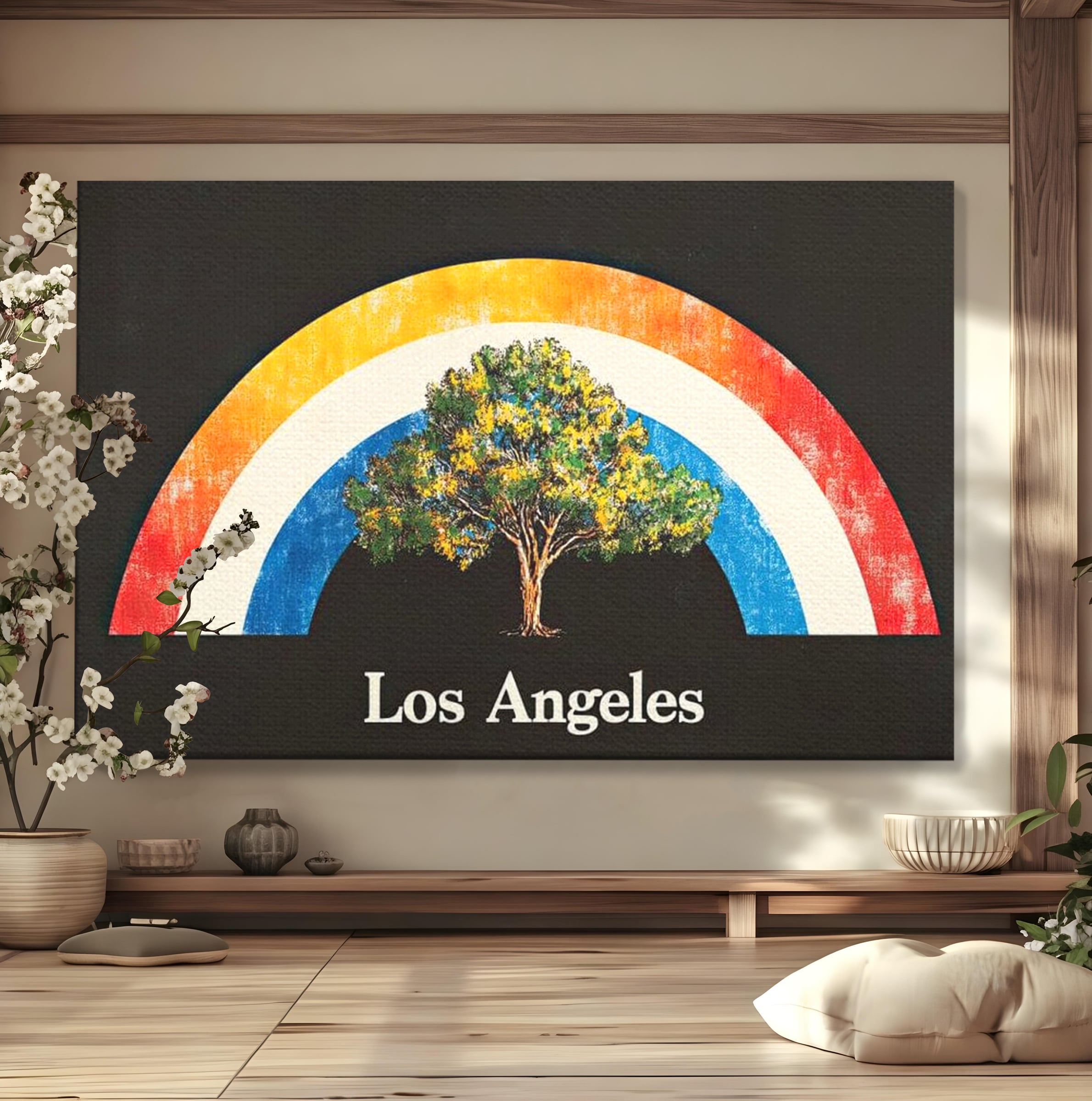 Tablou Canvas Premium LuxCanva® F1015, Los Angeles Spirit , Minimalist, California, Vis, Orasul Ingerilor, Pacific, Living, Birou, Culori vibrante