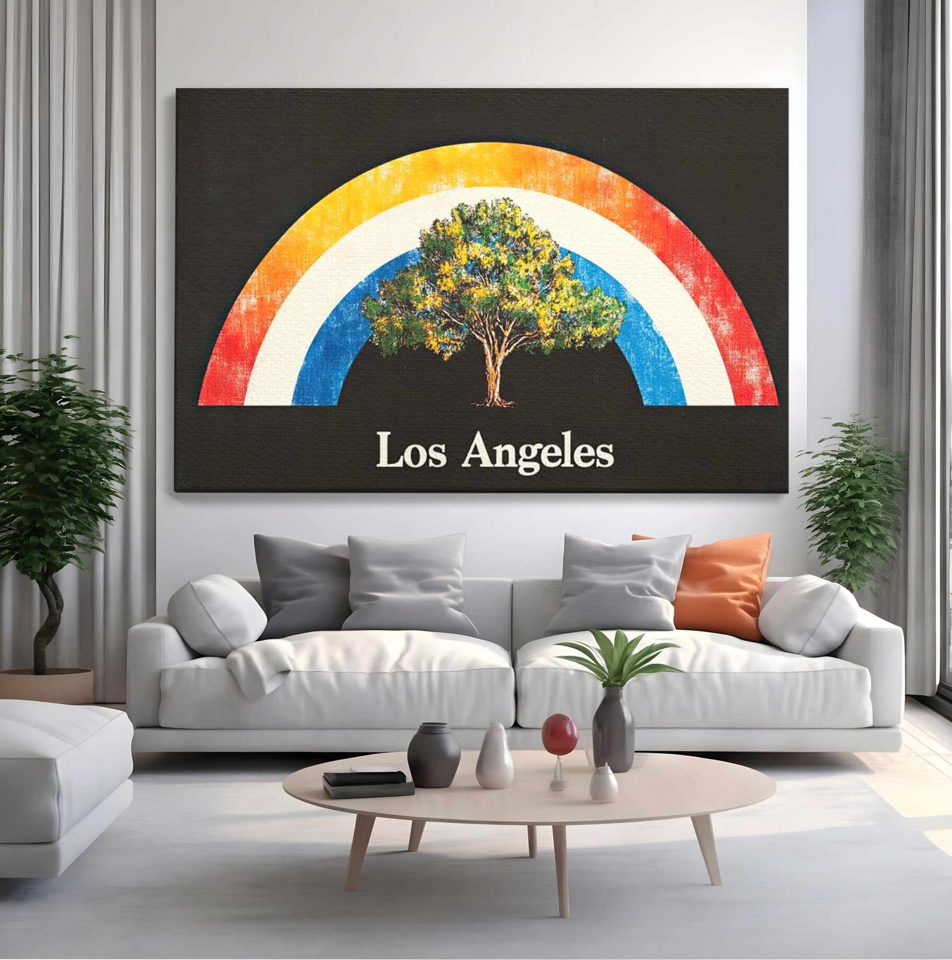 Tablou Canvas Premium LuxCanva® F1015, Los Angeles Spirit , Minimalist, California, Vis, Orasul Ingerilor, Pacific, Living, Birou, Culori vibrante